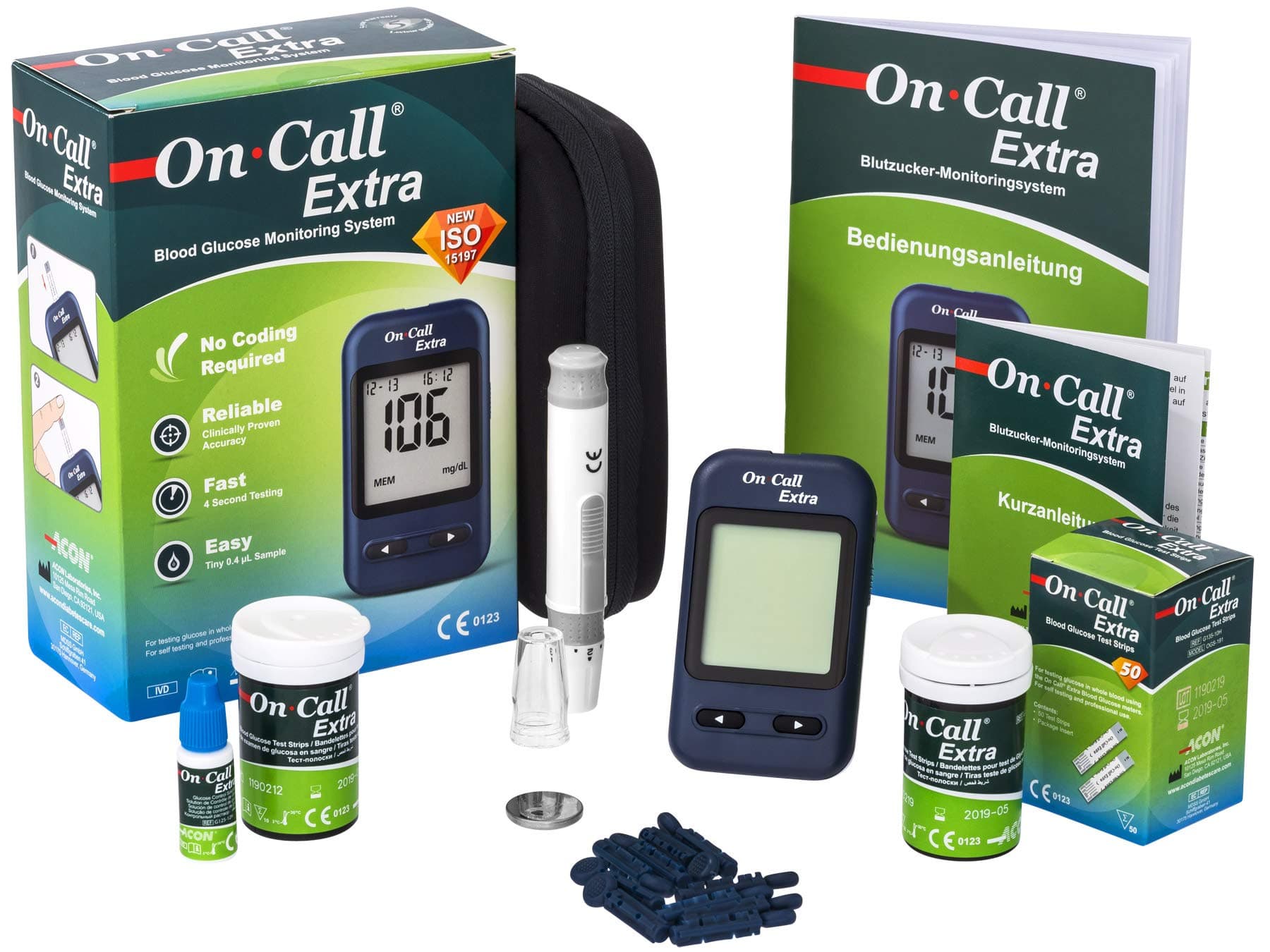 Extra Blood Glucose Meter Starter Kit (incl. 10 Test Strips, 10 Lancets, 1 Lancet Device, 1 Control Solution) (MMOL/L)