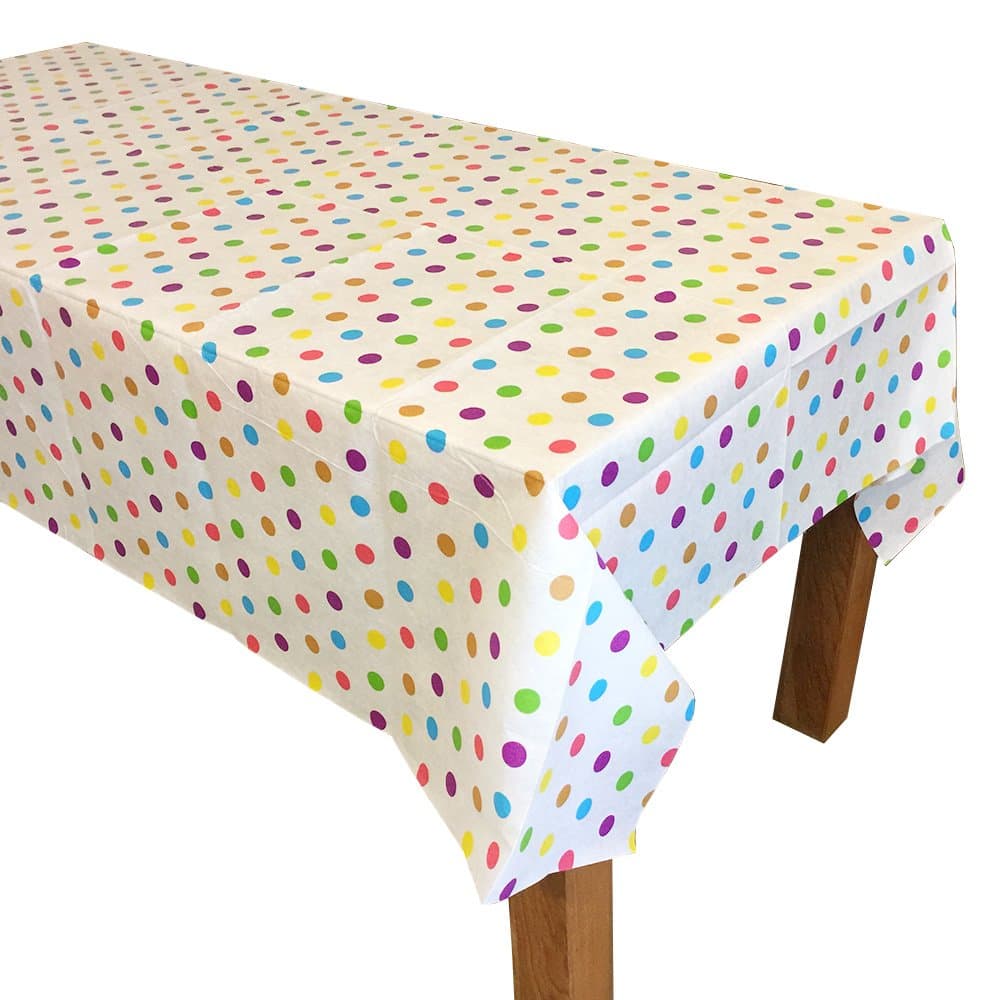 2 Pcs. Polka Dot Disposable Party Table Cover Cloth, One Time Single Use Tablecloth, 69 x 51 Inches