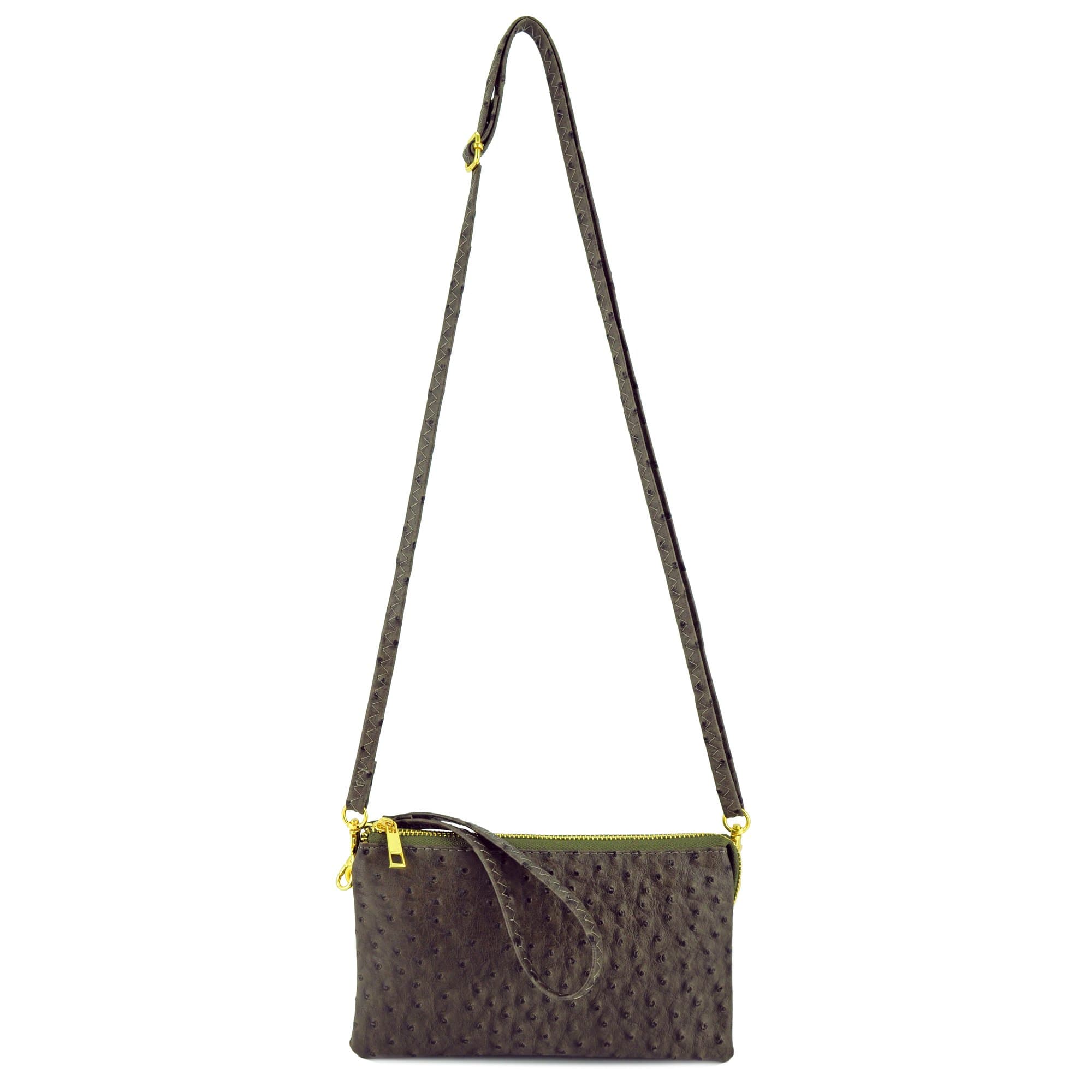 Basic Versatility Clutch Crossbody Bag Ostrich Effect