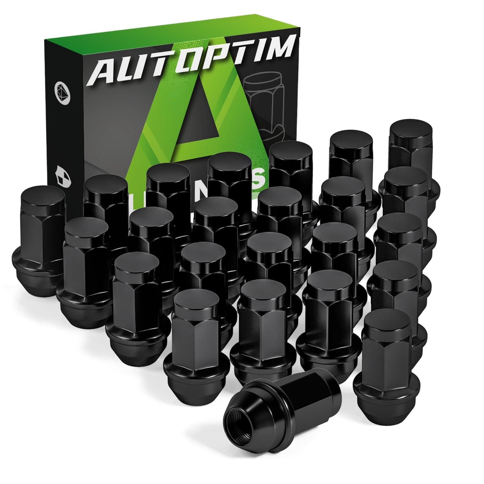 AUTOPTIM M14x2.0 Lug Nuts - Replacement for 2004-2014 Ford F150, 2003-2014 Ford Expedition, 2003-2014 Lincoln Navigator, Black 13/16" 21mm Hex, OEM Factory Style Closed End Wheel Lug Nuts (24pcs)