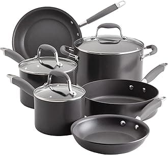 Anolon Advanced Home Hard Anodized Nonstick Cookware/Pots and Pans Set, 9 Piece - Moonstone