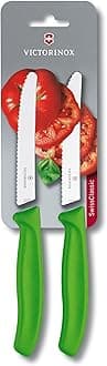 Victorinox Swiss Classic Paring Knife Set - Includes Exceptional Paring Knife & Utility Knife - Kitchen Knives for Home Essentials - Green Handles, 2-Piece Set