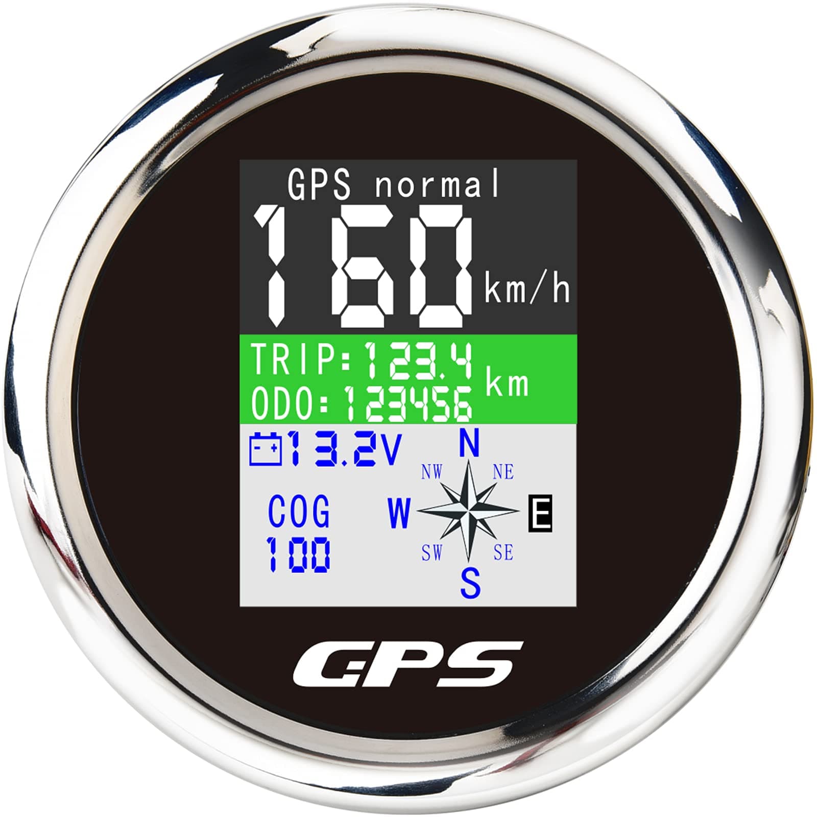 GPS Speedometer 3-3/8" 85mm Boat GPS Speedometer Odometer Waterproof Black Antenna TFT Screen Digital MPH Knots Km/h for Boat Marine 9-32V Car