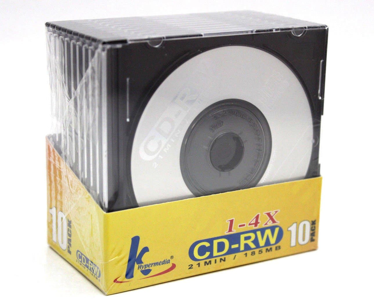(10-Pack) Mini CD-RW Rewritable 21min 185MB 8cm CDR CD Blank Compact Disc + Jewel Case