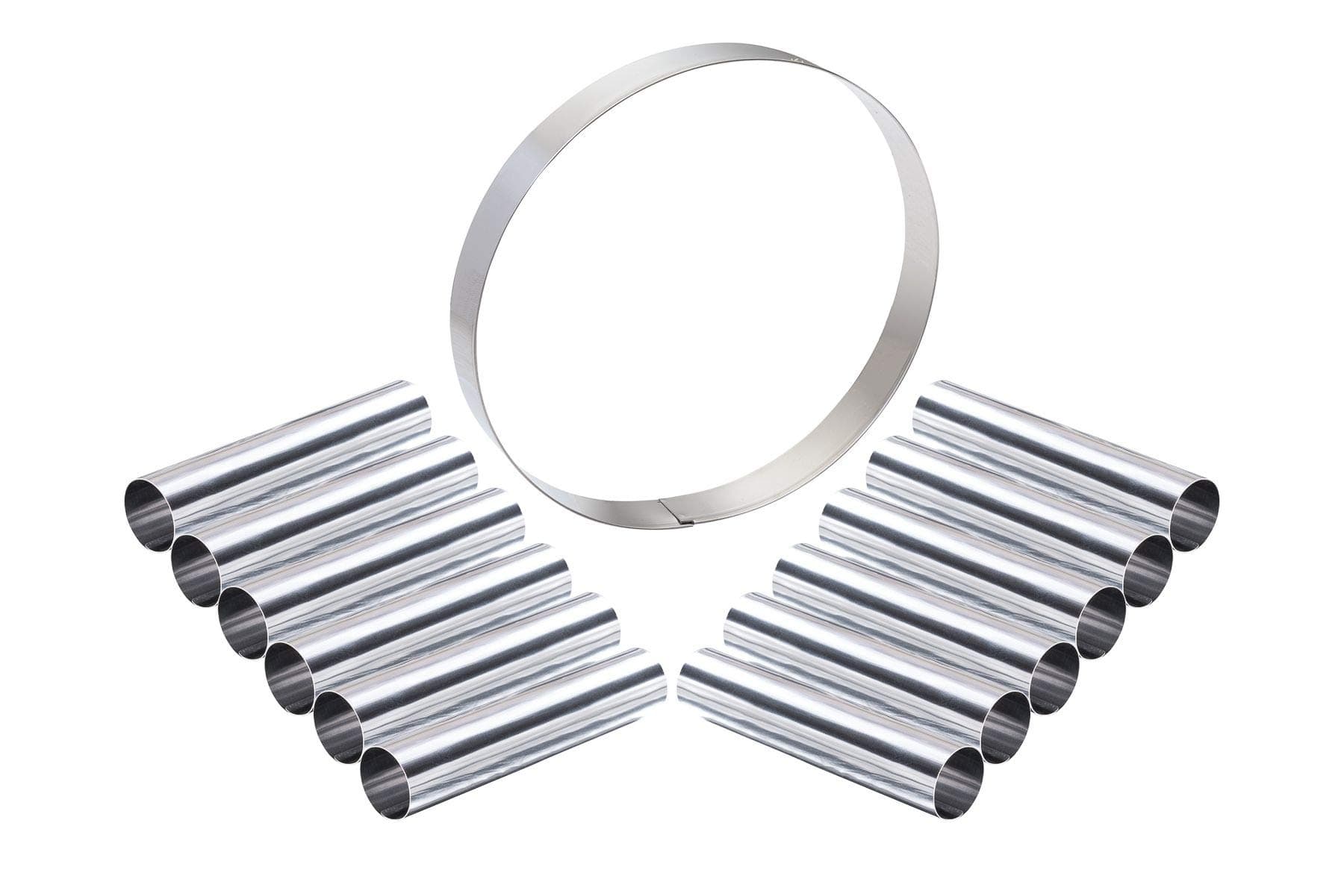 Cannoli Tubes Kit, Set of 12 Pastry Shell Forms Plus Round Cookie Cutter, 4.5" - Stainless Steel Canolis mold