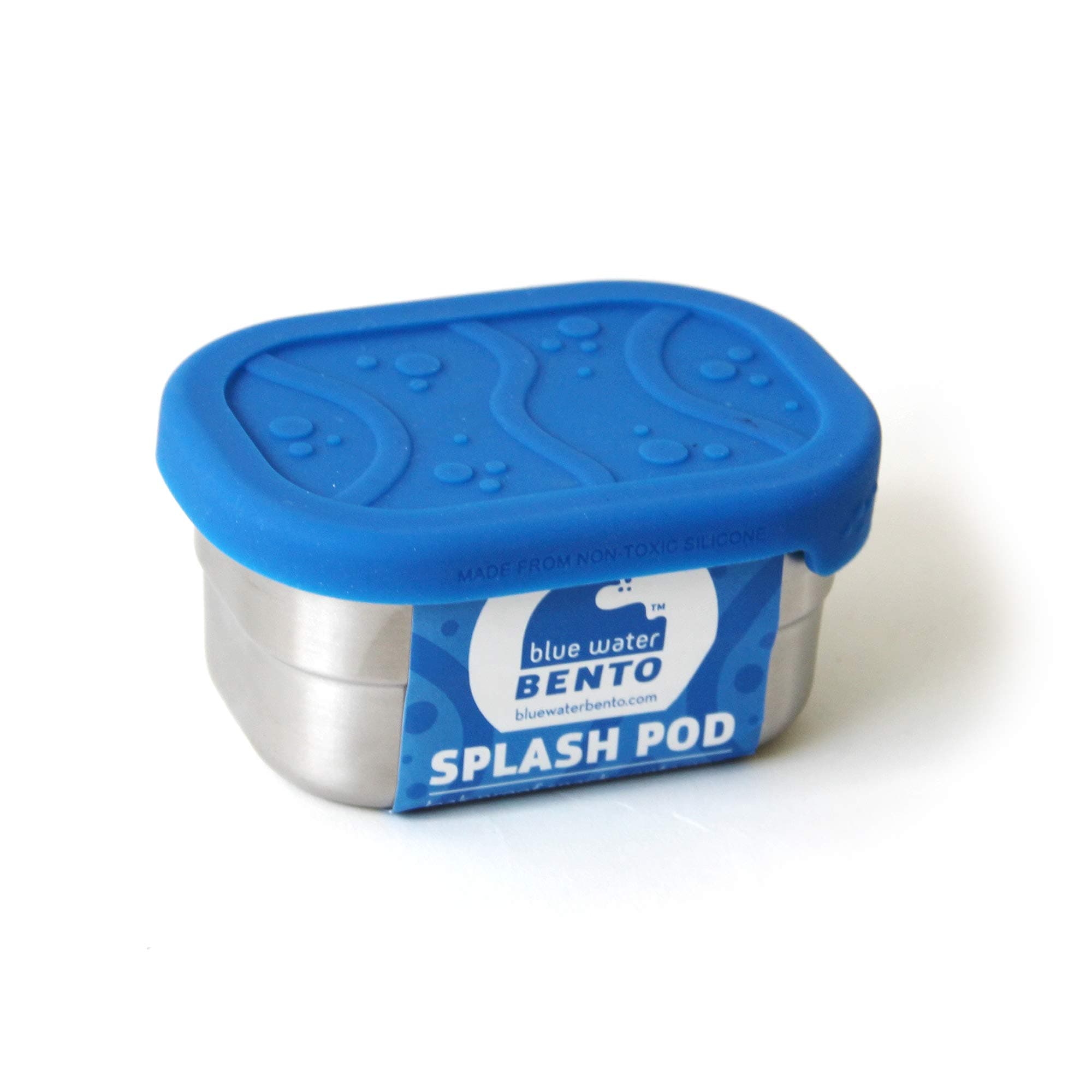 Splash Pod – 8 oz Leak‑Proof Stainless Steel Snack Container with Seaweed-Embossed Silicone Lid – Plastic‑Free, Non‑Toxic, Nesting, Dishwasher & Oven Safe