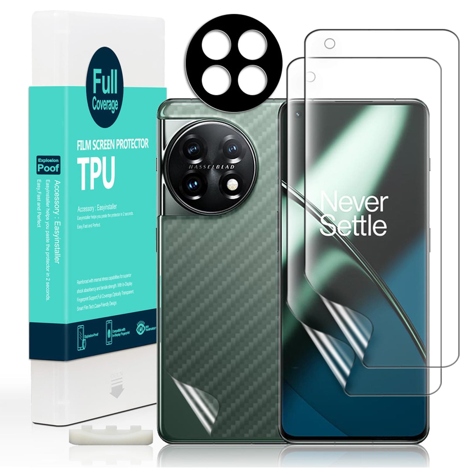 Ibywind 2 Pcs Screen Protector For Oneplus 11 5G 6.7",Flexible TPU Film,With 1Pc Camera Lens Protector,1Pc Back Film[Easy to install]