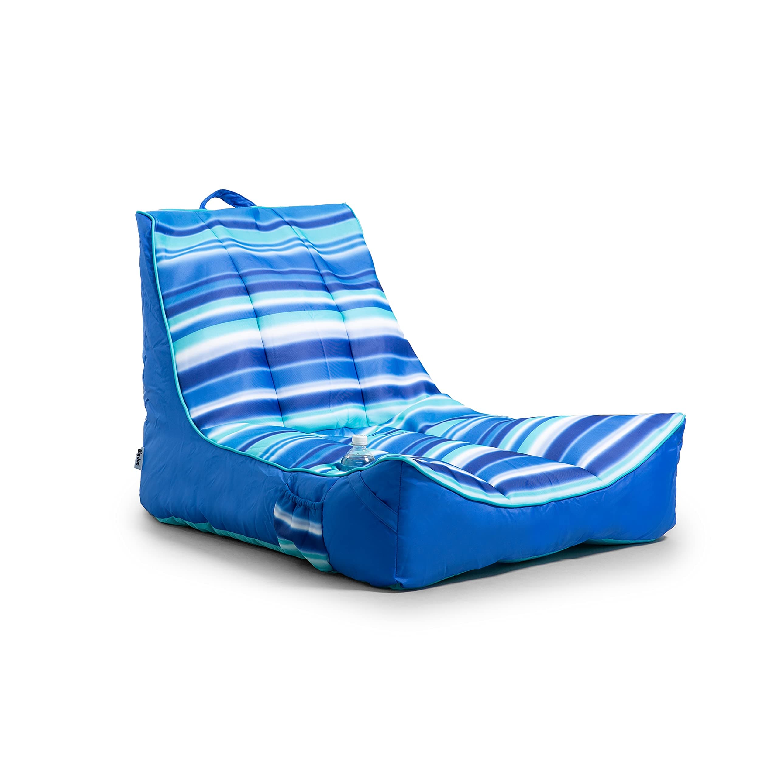 Big Joe Captain's Float No Inflation Needed Pool Lounger with Drink Holder, Blurred Blue Double Sided Mesh, Quick Draining Fabric, 3 feet