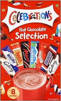 Hot Chocolate Sachets 25g x 8 | Hot Chocolate Gift Set Featuring Galaxy, MilkyWay, Twix, Mars, Bounty, Maltesers, Snickers and Galaxy Caramel (Pack of 1)
