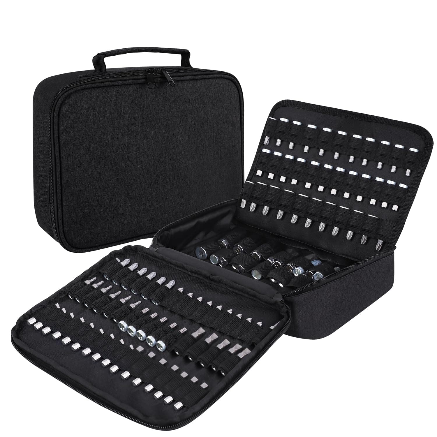 LOTCAIN138 Hole Portable Socket Organizer, Drill Bit Organizer Drill Bit Holder Bit Pouch 1/4-Inch, 3/8-Inch, 1/2-Inch,Screwdriver Bit Organizer Drive Bit Adapter Storage Drill Bit Case Only