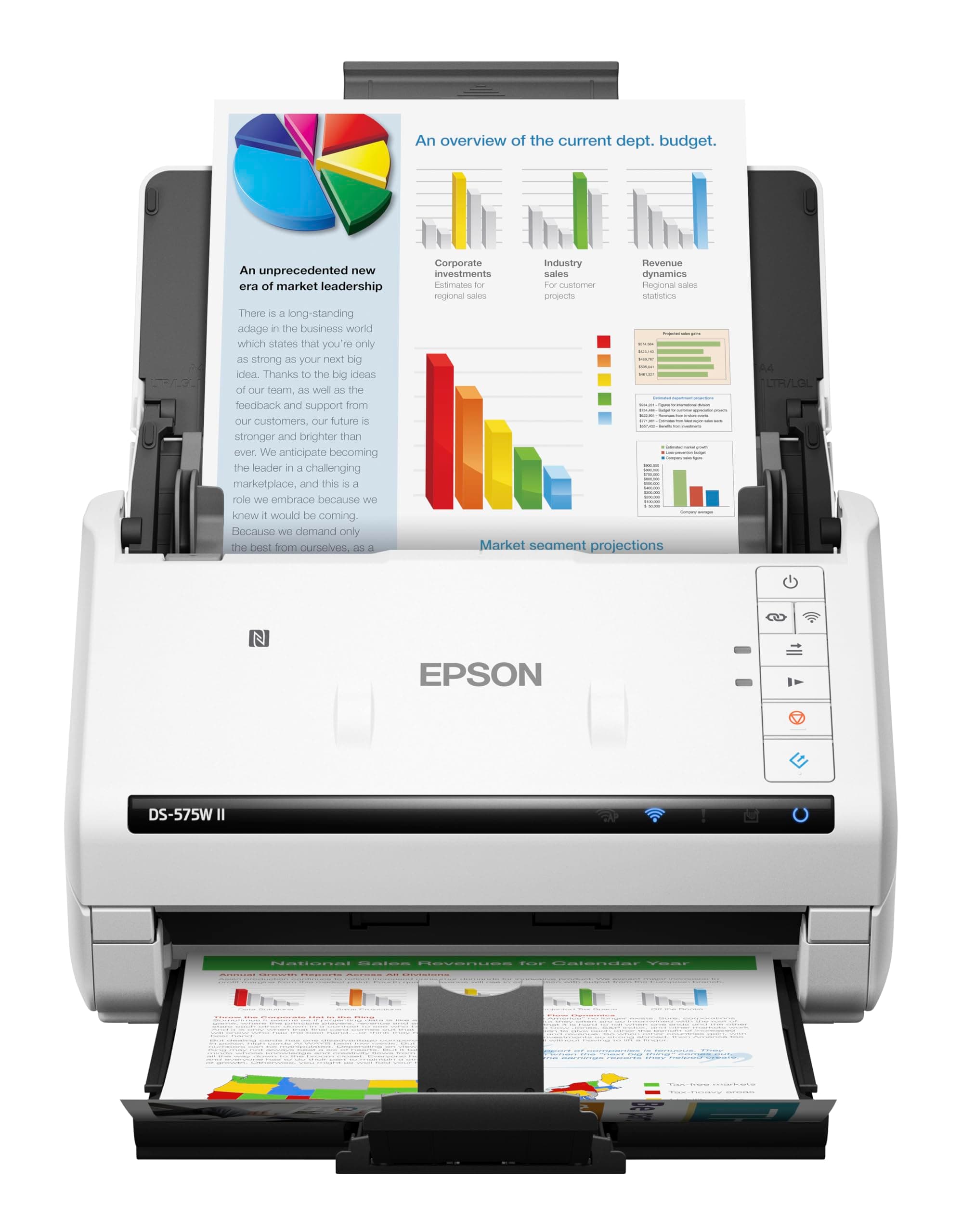 Epson DS-575W II Wireless Color Duplex Document Scanner for PC and Mac with 50-Page Auto Document Feeder (ADF), Twain and Drivers, Epson Smart Panel Mobile App