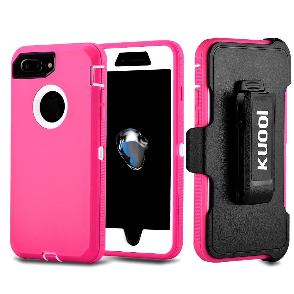 iPhone 7 Plus Case, [Shockproof] [Drop Protection] [Heavy Duty] Tough Rugged Hybrid Hard Shell Cover Case with Belt-Clip for Apple iPhone 7 Plus [5.5 inch]-Pink