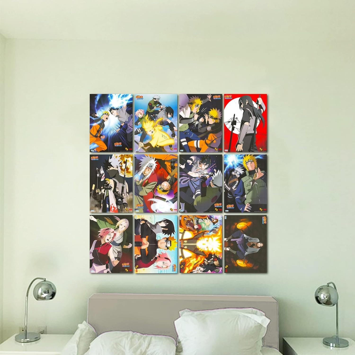 Naruto Posters for Bedroom Naruto Room Decor Bundle,12 Naruto Posters for Walls Anime Poster Pack Set with Naruto Stickers (Naruto Room Decorations)