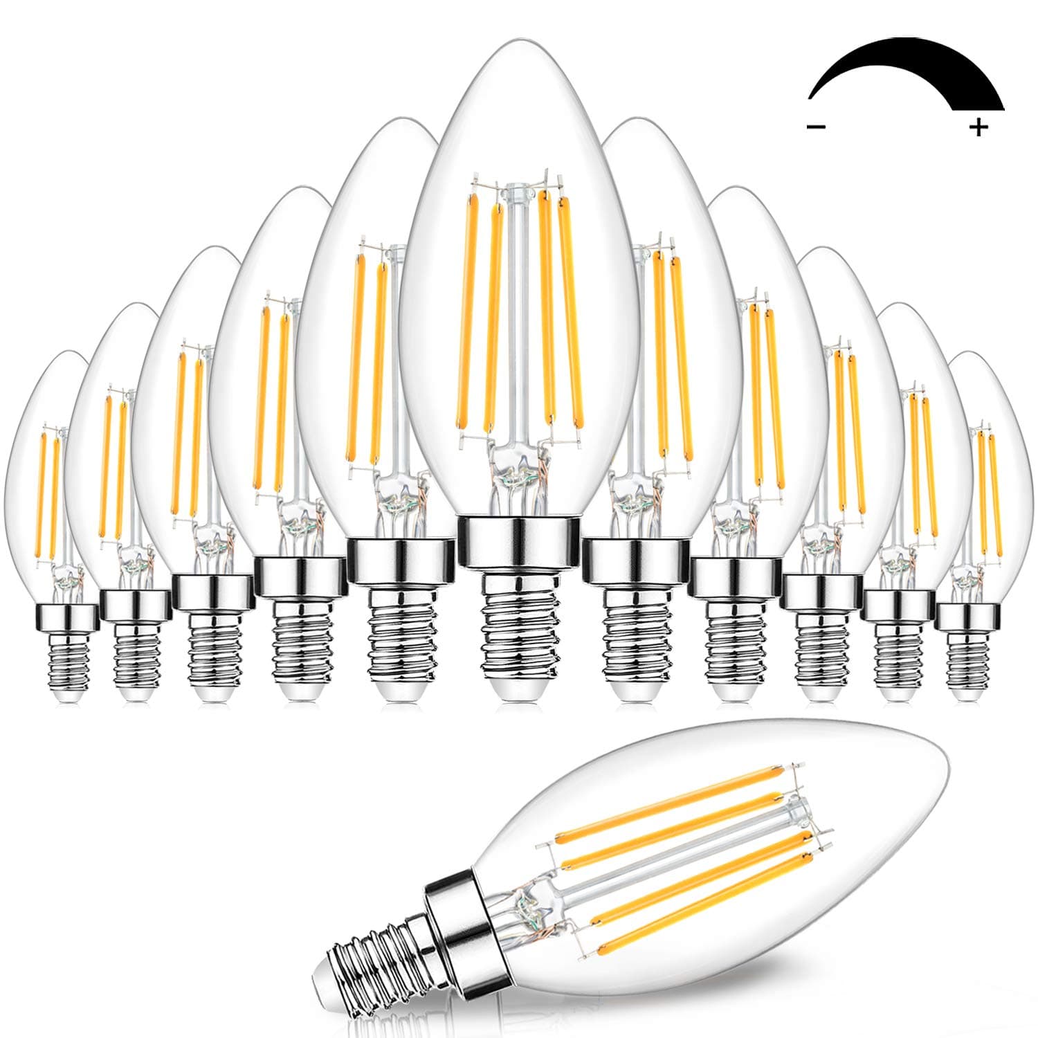 BesLowe 12-Pack Dimmable E12 LED Candelabra Bulbs 60W Equivalent, 2700K Soft Warm White, 600 Lumens B11 Candle Base 6W C35 LED Wire ...