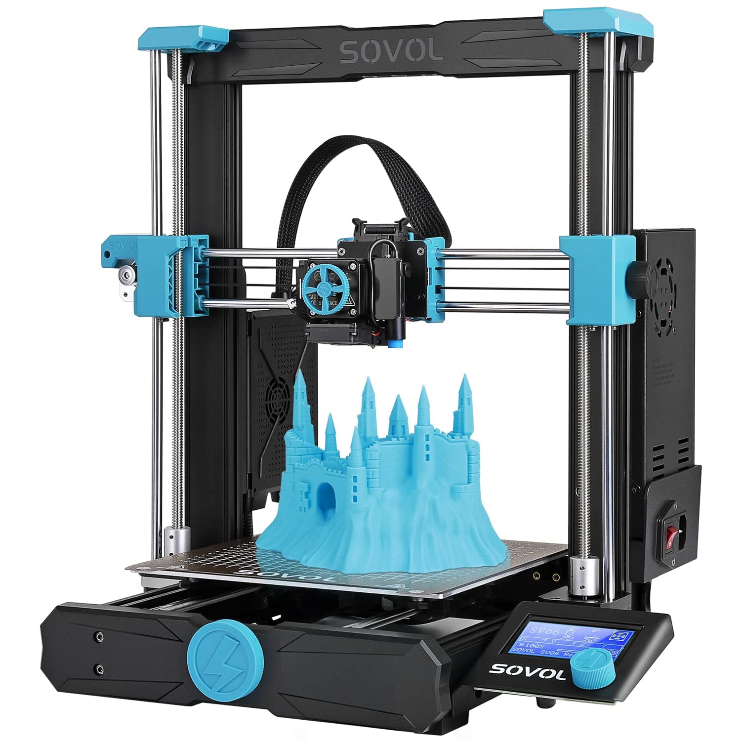 Sovol 3D Printer Open Source with All Metal Hotend Planetary Dual Gear Direct Drive Extruder 25-Point Auto Leveling PEI Build Plate 32 Bit Silent Board Printing Size 8.66x8.66x9.84 inch Sovol SV06