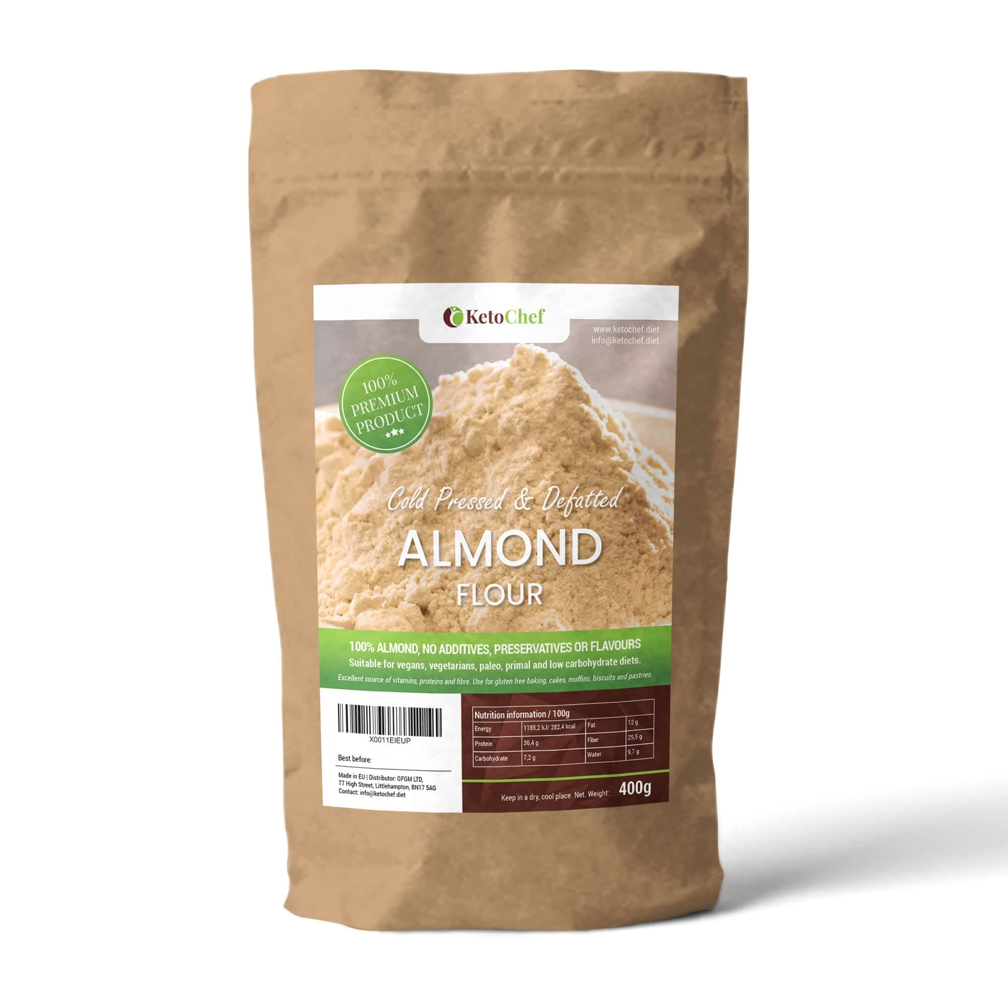 Cold Pressed Defatted Almond Fine Flour 400g, Good Source of Protein, Perfect for Baking