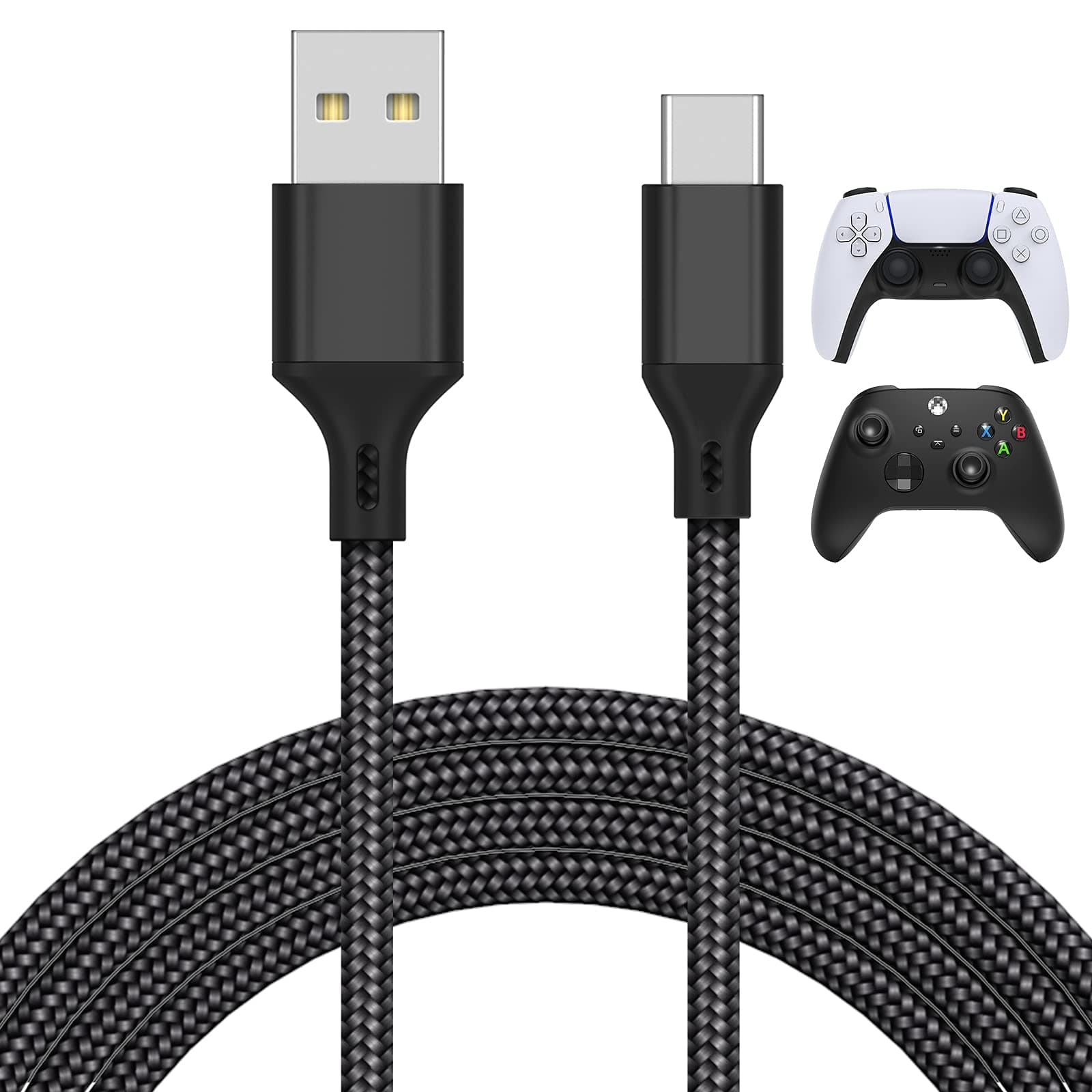 5M Charging Cable for PS5/ for Xbox Series X/S Controller/for Switch Pro Controller, Replacement USB Cable Nylon Braided Type-C Ports Accessories for Playstation 5/ for Xbox Series X