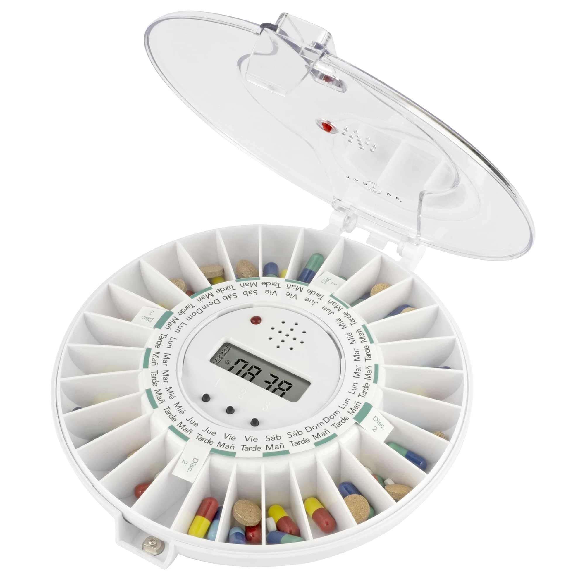 Automatic Pill Dispenser, 6 Alarms per Day. Clear Lockable lid. UK Customer Service.The Essential Medication aid for The Elderly and Alzheimer's and Dementia Patients