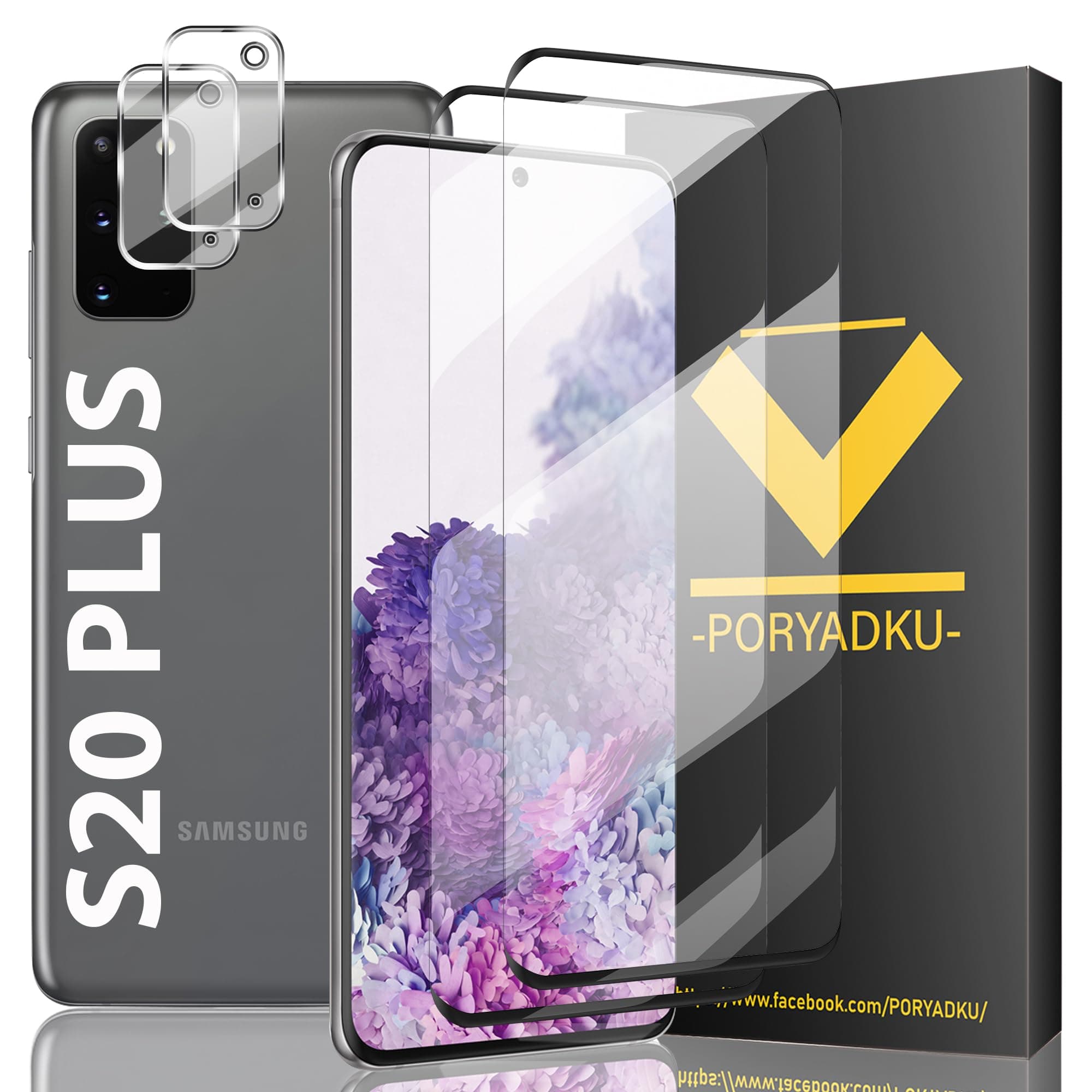 Tempered Glass For Galaxy S20+ / S20 Plus Screen Protector 2 Pcs [6.7 Inch]+ Transparent HD Camera Lens Protector 2 Pack, 9H hardness, Ultrasonic Fingerprint Support, HD Clear