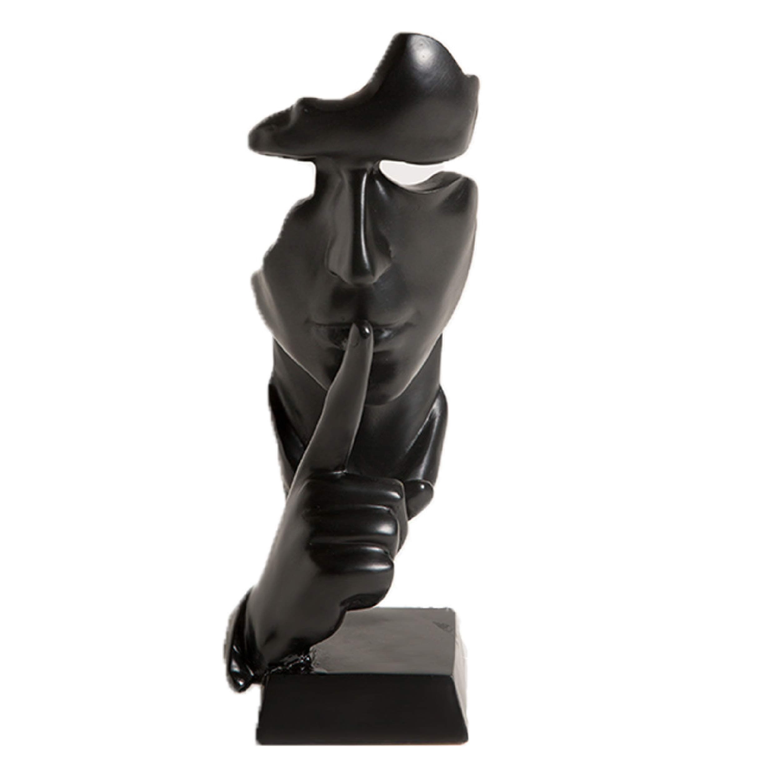 Silence is Golden,Thinker Statue,Keep Silence Statue,Creative Abstract Men Figurine Sculptures,Office Home Decor Figurine Gift-Black