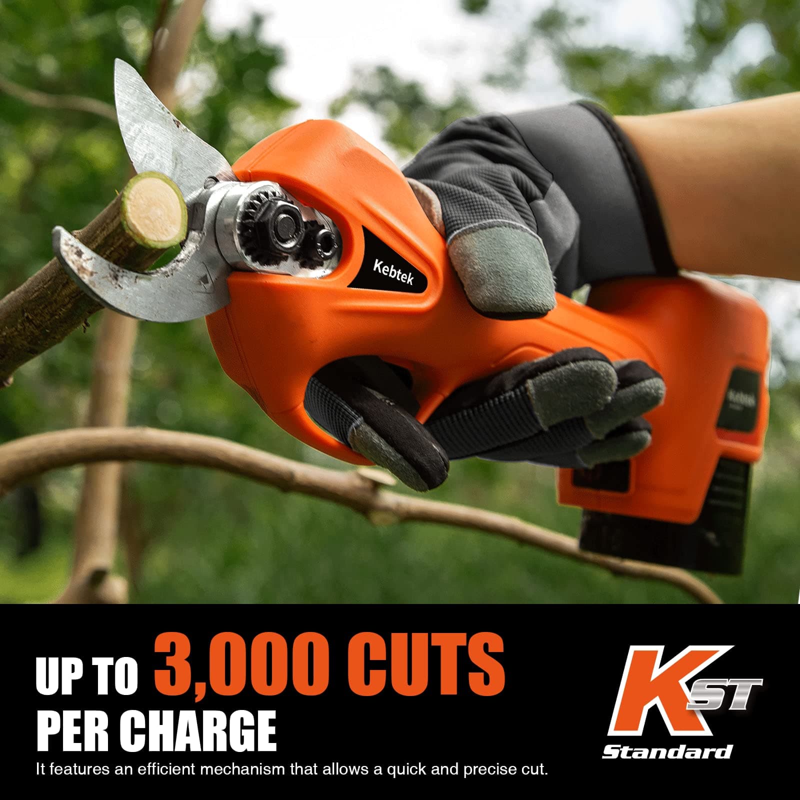 Kebtek Pruning Shear Battery Powered, Electric Pruning Shears Cordless Portable Electric Pruner with 2Pack 2Ah Rechargable Batteries -16.8V 25MM(0.98Inch) Cutting Diameter