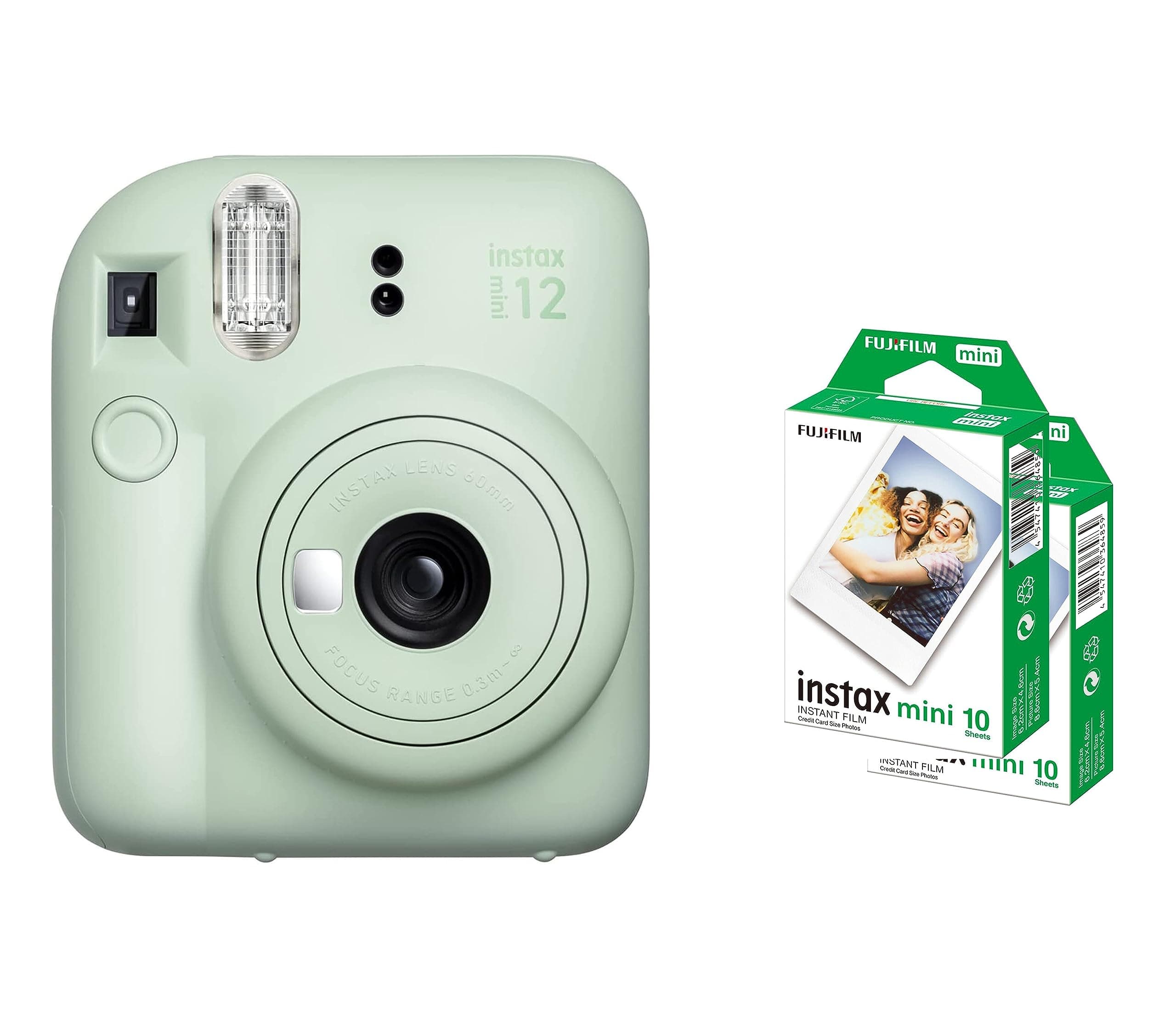 Fujifilm Instax Mini 12 Instant Camera - Mint Green + 2 Pack Film