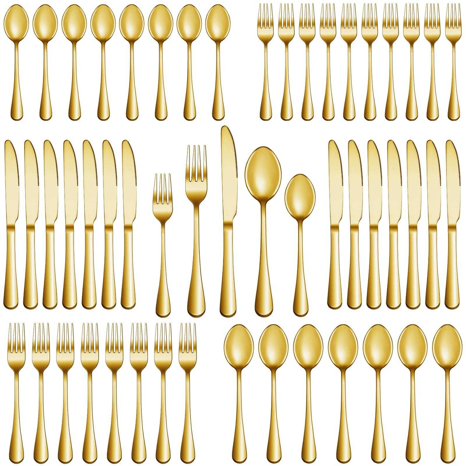 30 Pcs Gold Silverware Set Service for 6, Premium Stainless Steel Flatware Set, Cutlery Utensil Set, Durable Home Kitchen Eating Tableware Set, Include Fork Knife Spoon Set, Dishwasher Safe