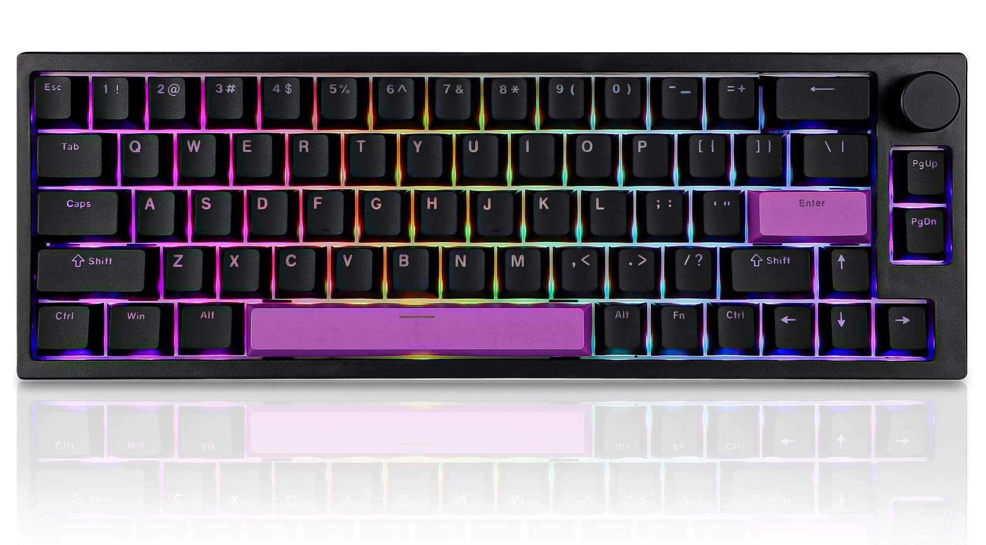 66Pro Rapid Trigger Magnetic Switch Mechanical Keyboard,65% Hyper-Fast Actuation Point Adjustable Dedicated 8K Hz Polling Rate HotSwap RGB Wired Gaming Keyboard with Knob (Black)