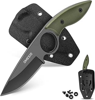 Fixed Blade Knife with Sheath, 6.92" Tactical Small Horizontal Carry Fixed Blade EDC Knife for Men Women with Kydex Sheath, Black Full Tang Blade G10 Ergonomic Handle, Ideal for Gifting
