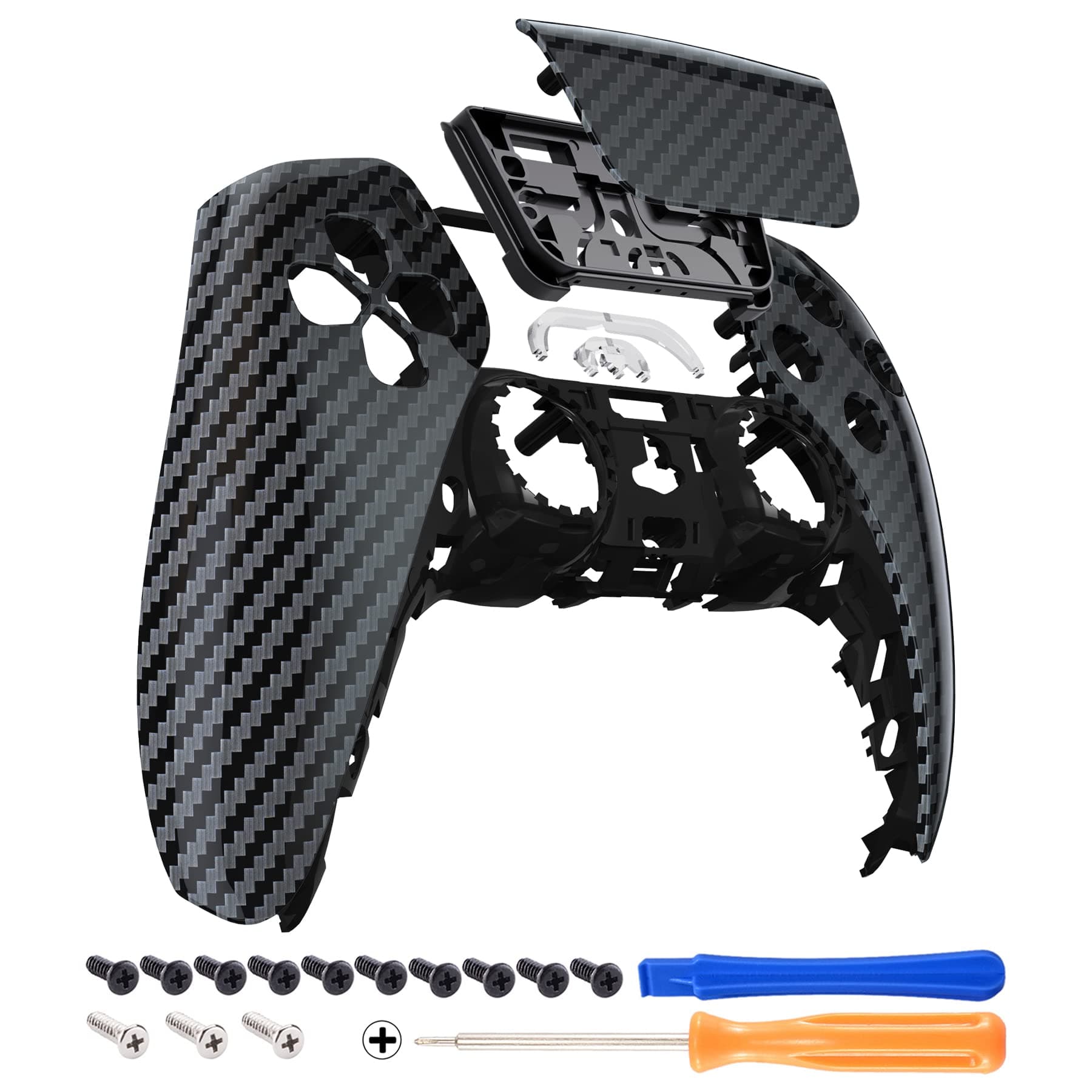 eXtremeRate Graphite Carbon Fiber Pattern Touchpad Front Top Shell Compatible with ps5 Controller BDM-010 020 030 040 050, DIY Replacement Shell & Touch Pad Cover Compatible with ps5 Controller
