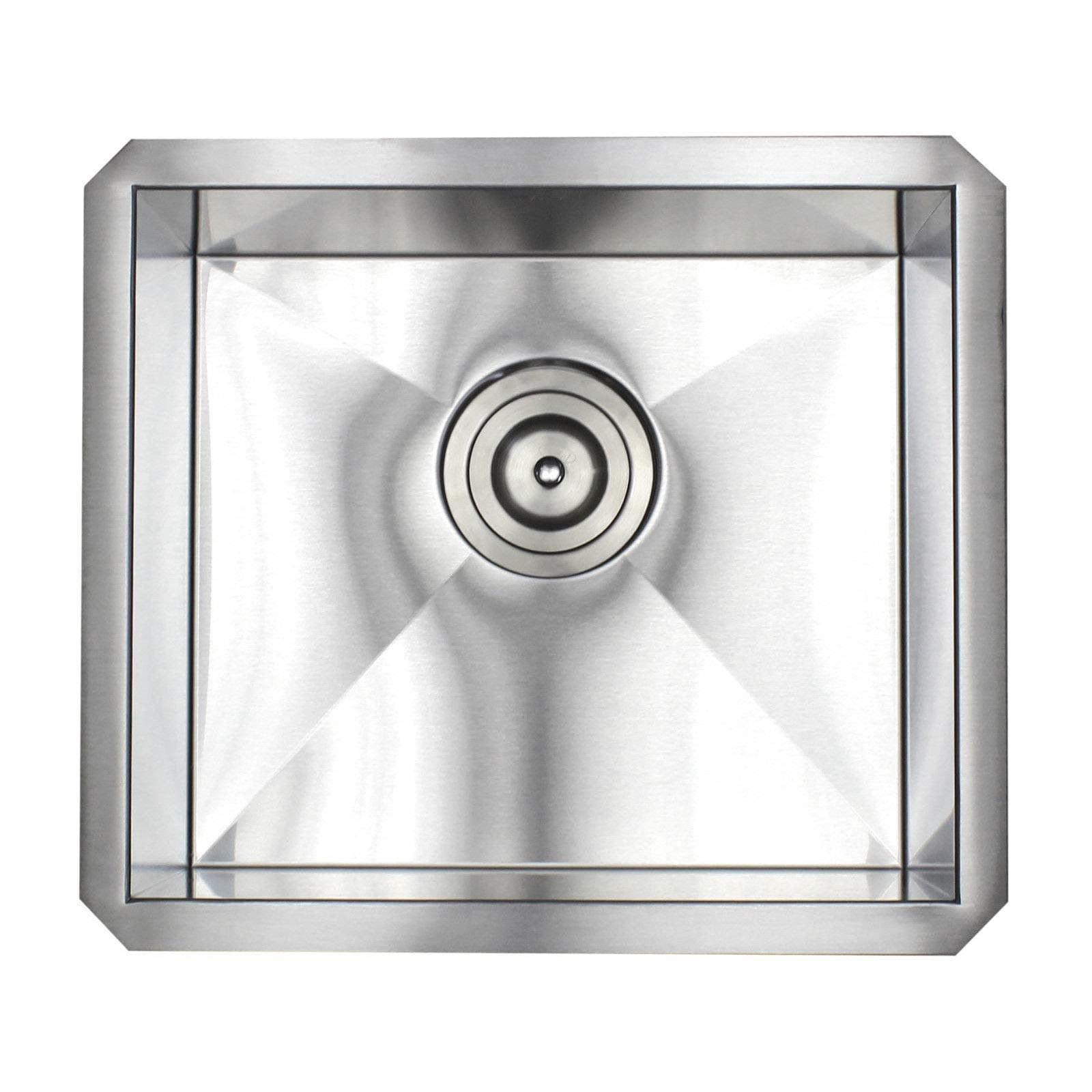 Ariel 17 Inch Zero Radius Design 16 Gauge Undermount Single Bowl Stainless Steel Kitchen Bar Prep Island Sink Premium Package