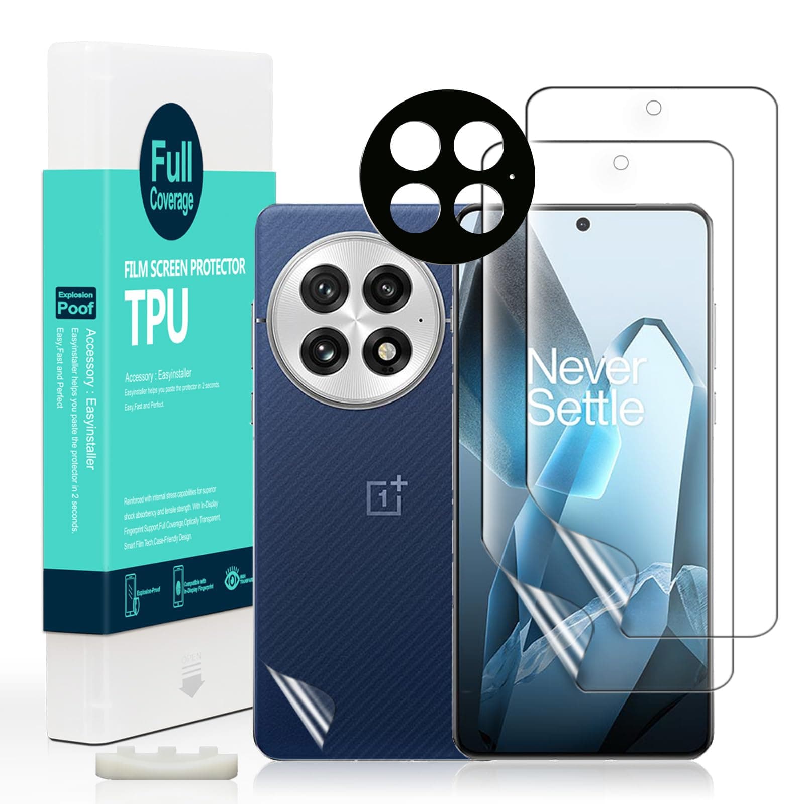 - Screen Protector For OnePlus 13 5G 6.82"(2 Pcs),Flexible TPU Film,With 1Pc Camera Lens Protector,1Pc Back Film,Bubble Free[Easy to install]