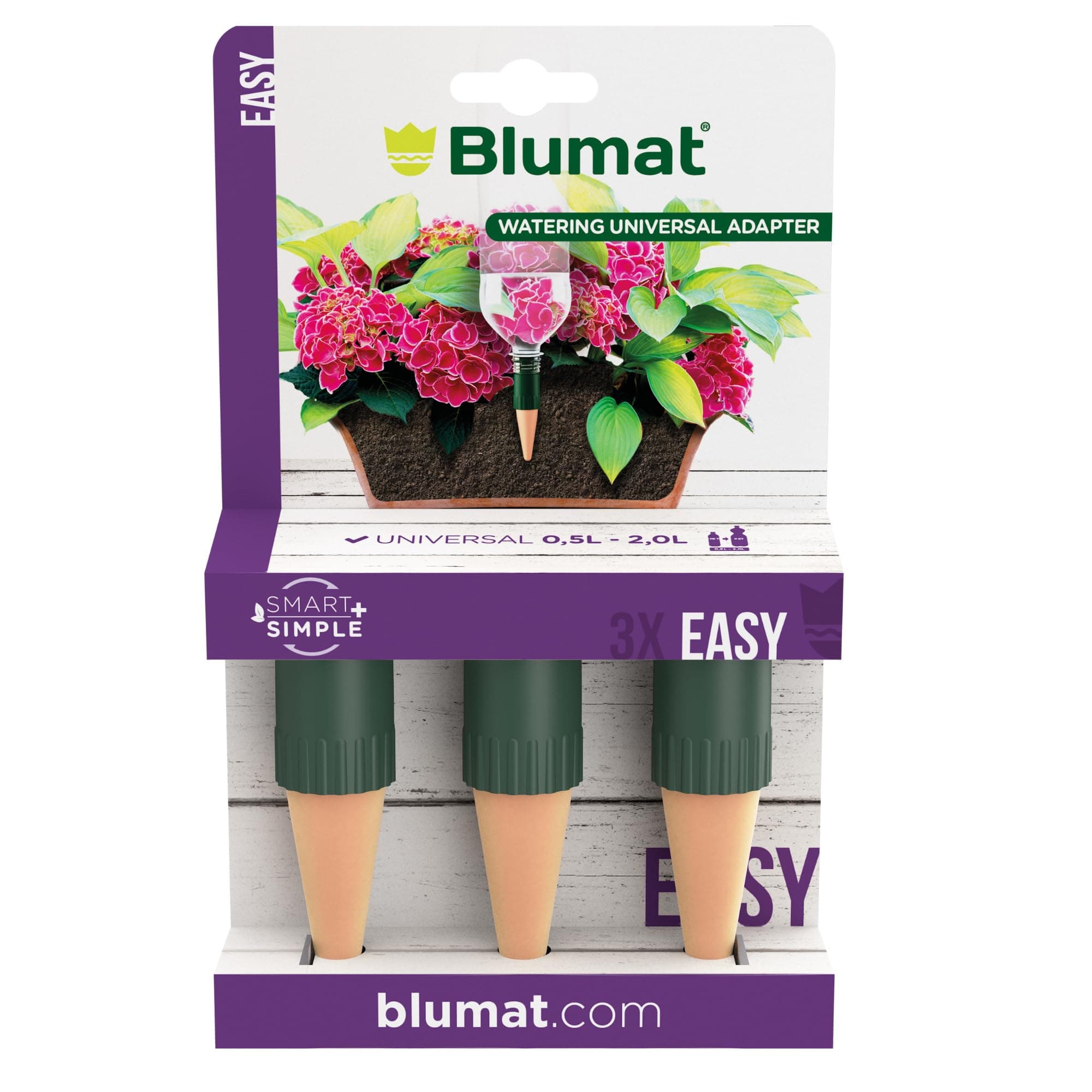 Blumat Plant Watering Device - Easy Self Watering Planter Insert for Indoor Plants - Bottle Adapter - Prevents Overwatering and Underwatering for Healthy Growth - 3 Pack