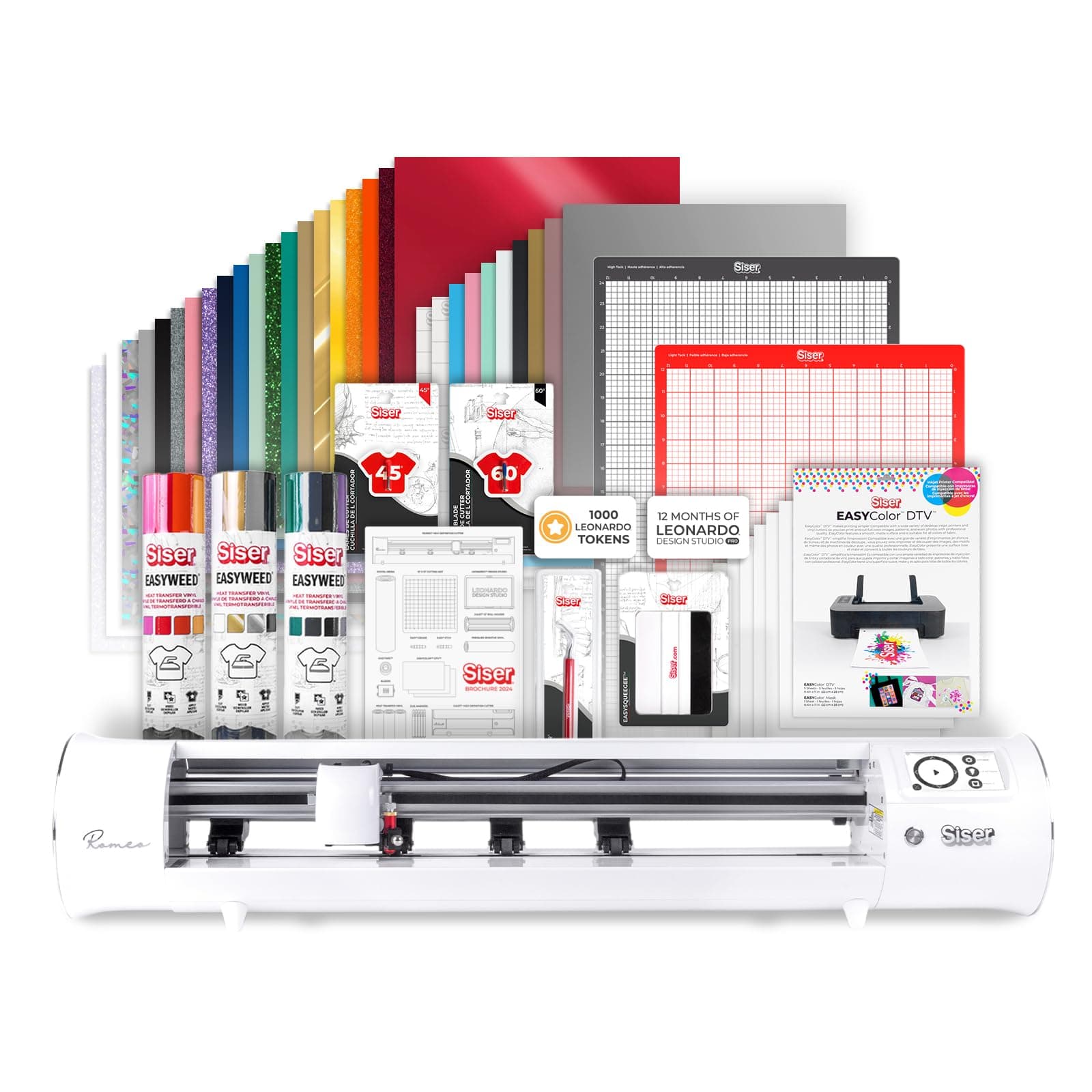 Siser Romeo Essential Bundle - 24" Professional Cutting Machine for Vinyl, Paper, and More – WiFi Compatible with Windows & Mac - Includes Leonardo Design Studio Software, Roll Holder Accessory