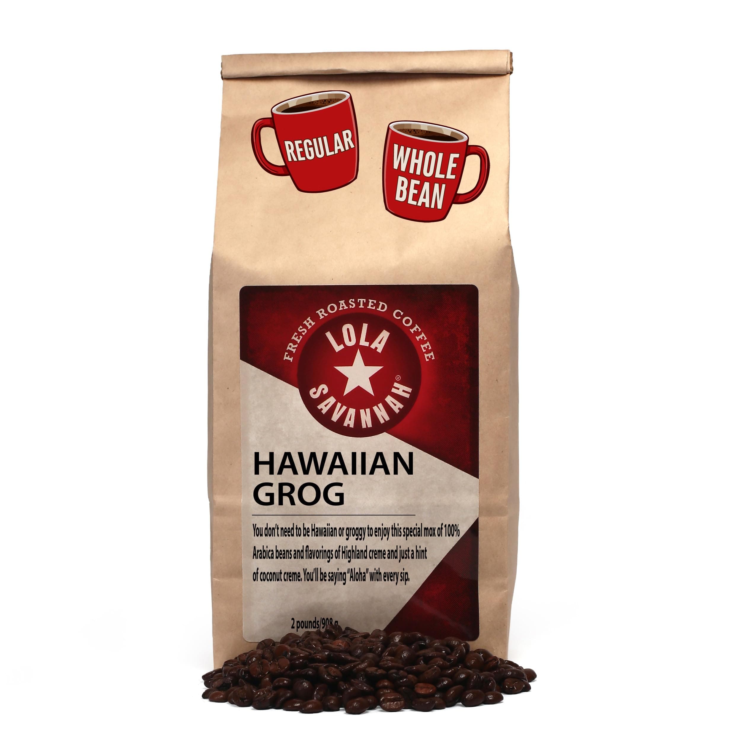 Hawaiian Grog Whole Bean Caffeinated Coffee, 2lb