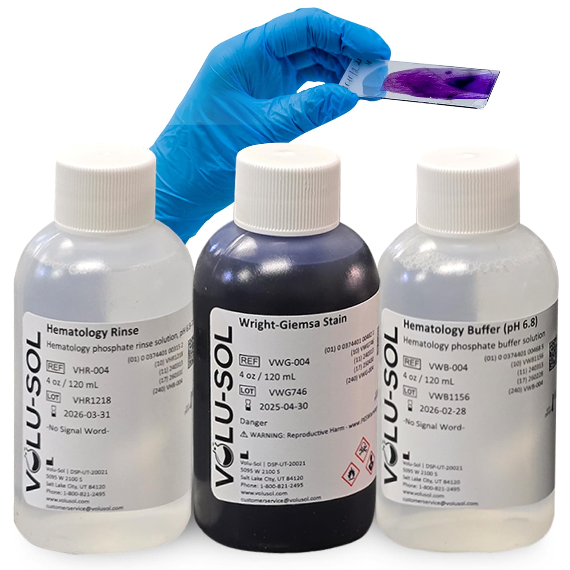 - Volu-Sol Wright-Giemsa Stain Kit – Includes Wright Giemsa, Buffer, Rinse – Romanowsky Microscope Stain for Blood & Bone Marrow Smears – Accurate WBC Count & RBC Morphology Study – 4 oz (118 ml) Each)