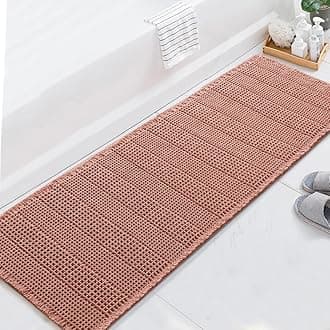 Upgraded Waffle Runner Rug Super Absorbent Bathroom Mat Non Slip Bath Rug for Bathroom Floor Machine Washable Dry Fast, Soft Pink, 24" x 72"