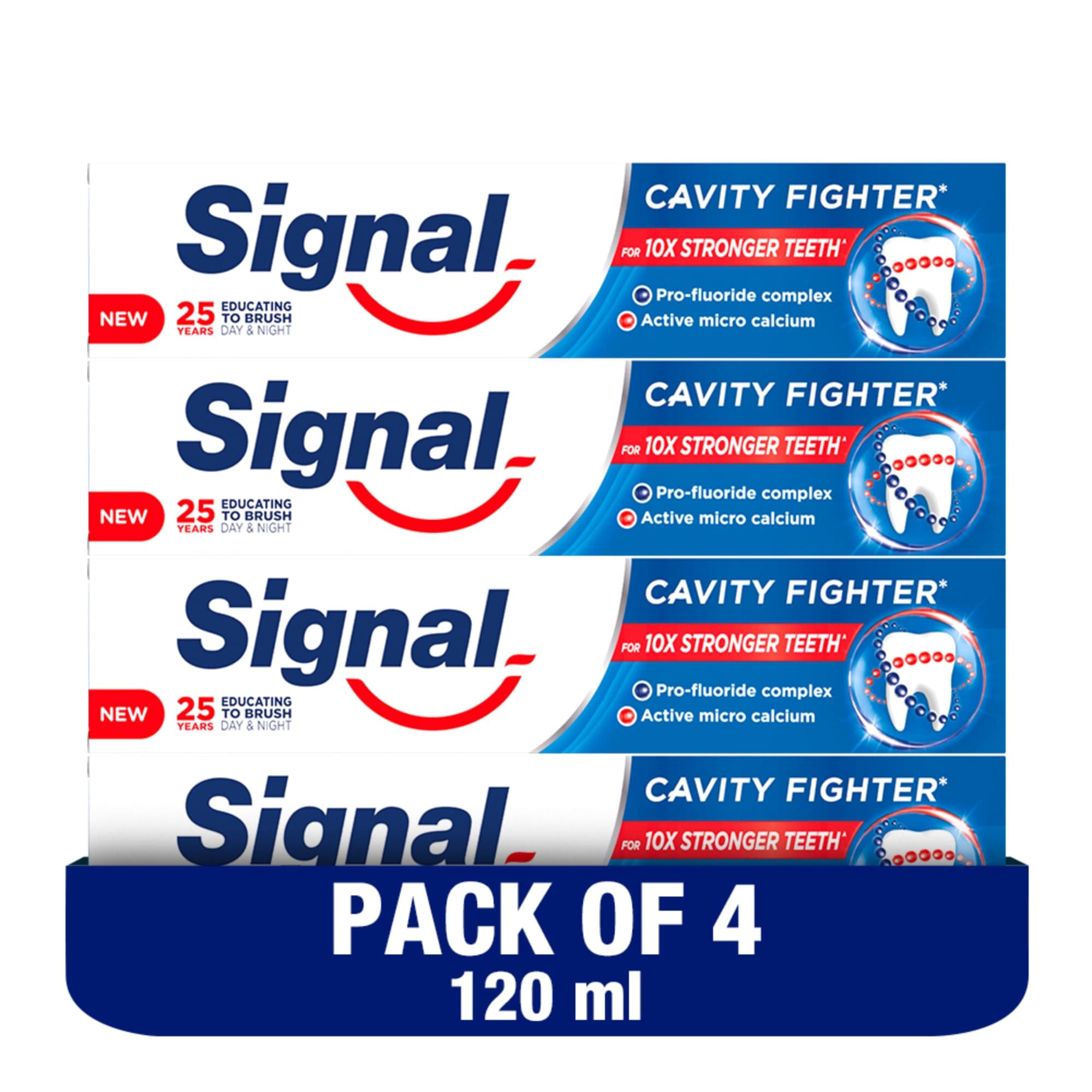 Fluoride Toothpaste, for fresh breath, Cavity Fighter, tooth paste for 10x stronger teeth, 120ml x 4