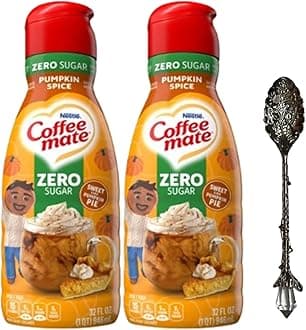 Coffee-Mate Liquid Coffee Creamer – Two (2) 32 fl oz Bottles with Candy Freezer Gem Spoon (Zero Sugar Pumpkin Spice) - Gem Spoon