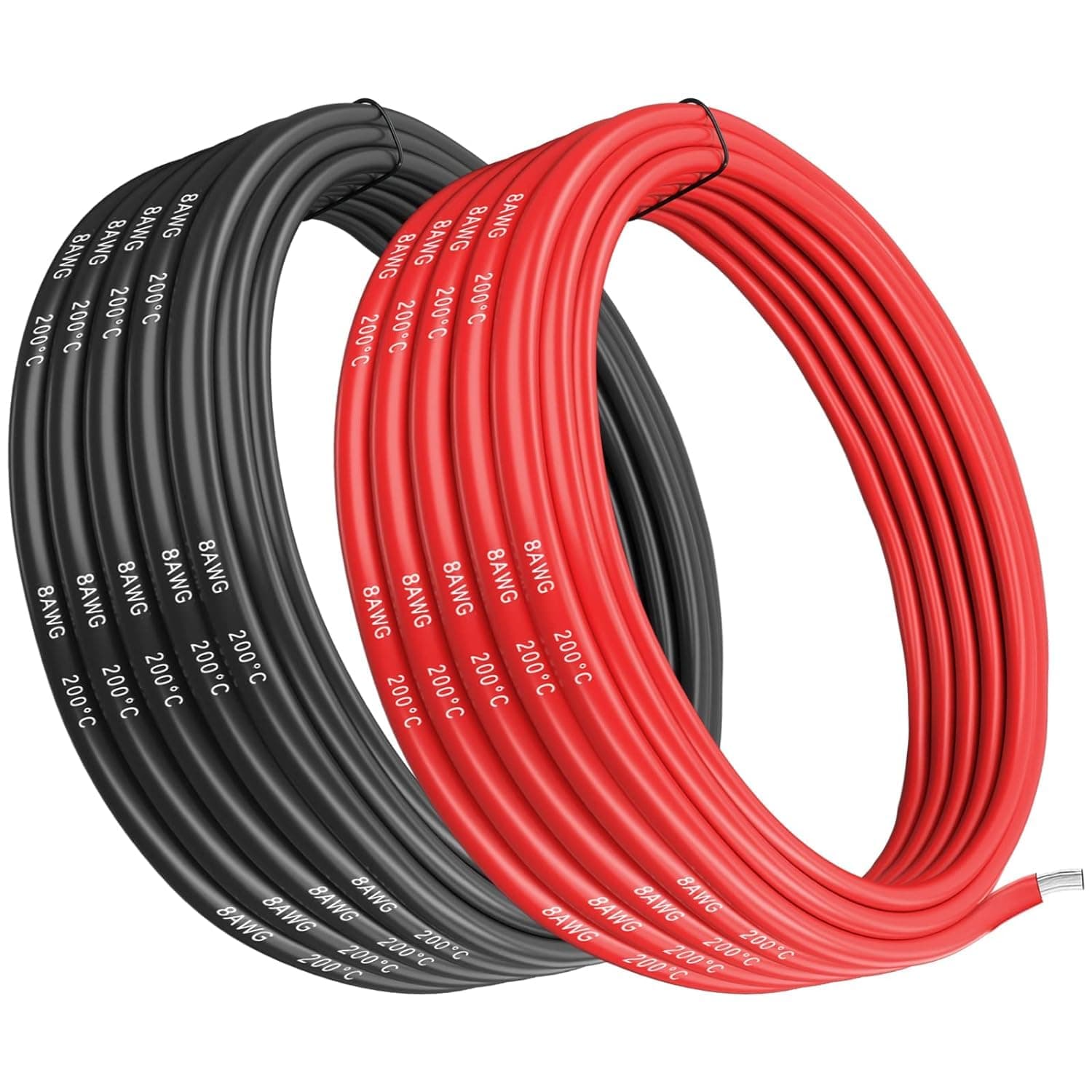8 Gauge Silicone Wire, 8 AWG 8.37mm² Electrical Cable 6M [3m Black and 3m Red], Flexible 1650 Strands 0.08 mm of Tinned Copper High Temperature Wire for RC Car, Marine, Drone, etc