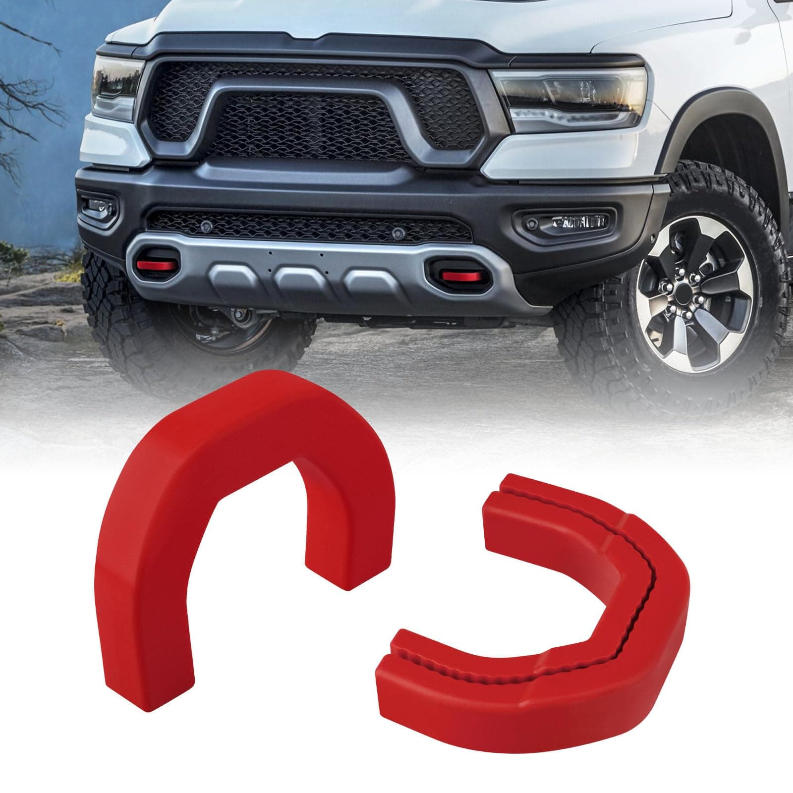 Front Tow Hooks Covers Hitch Cover customized Car Tow Hooks Compatible with RAM 1500 Accessories 2019-2026|Red (Not Fit for RAM 1500 Classic,Warlock,RAM 2500,RAM 3500)