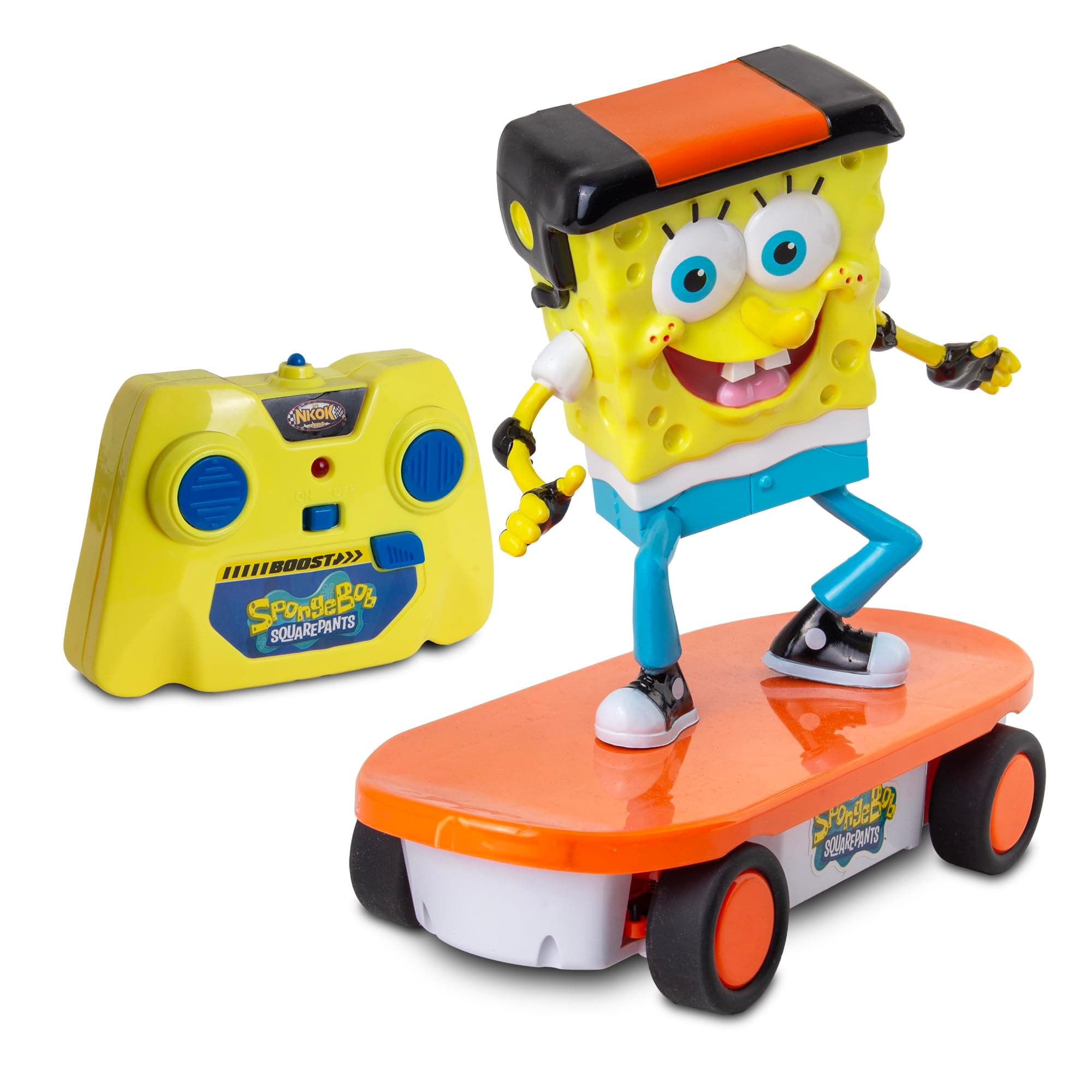 Spongebob 2.4GHz Skateboarder R/C Vehicle; Full Function 2.4 GHz Radio Control with Turbo Boost; Ages 6+