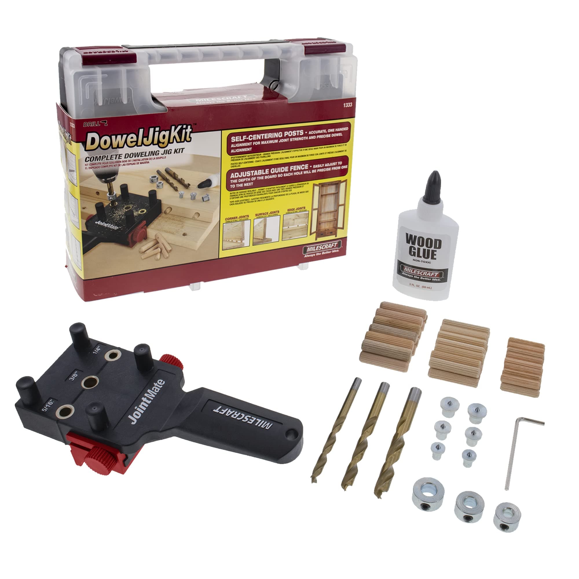 Milescraft Complete Doweling Kit with Dowel Pins and Bits (New Version)