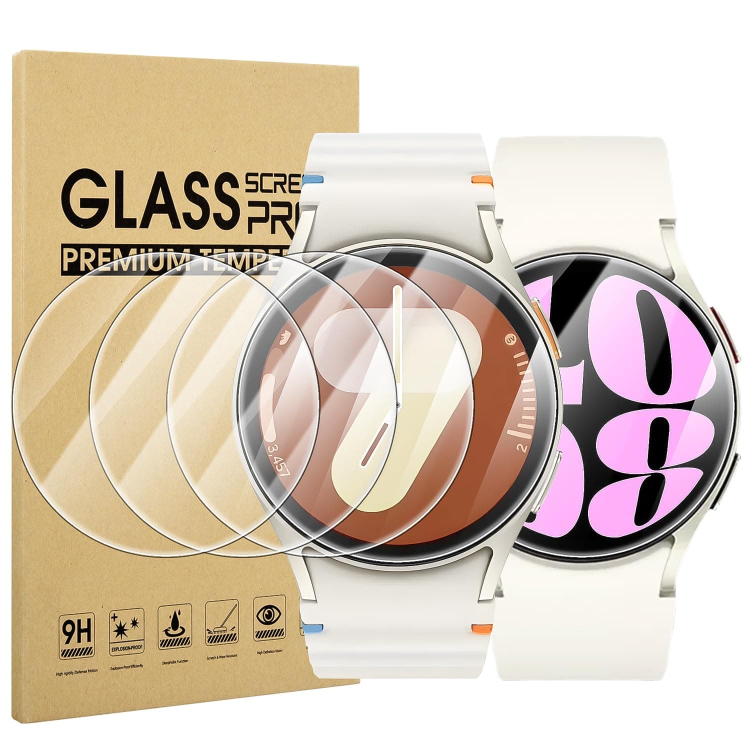 4-Pack Screen Protector for Samsung Galaxy Watch 7/6/5/4 40mm, Tempered Glass Protectors Perfectly Fit for Galaxy 40 mm Smartwatches