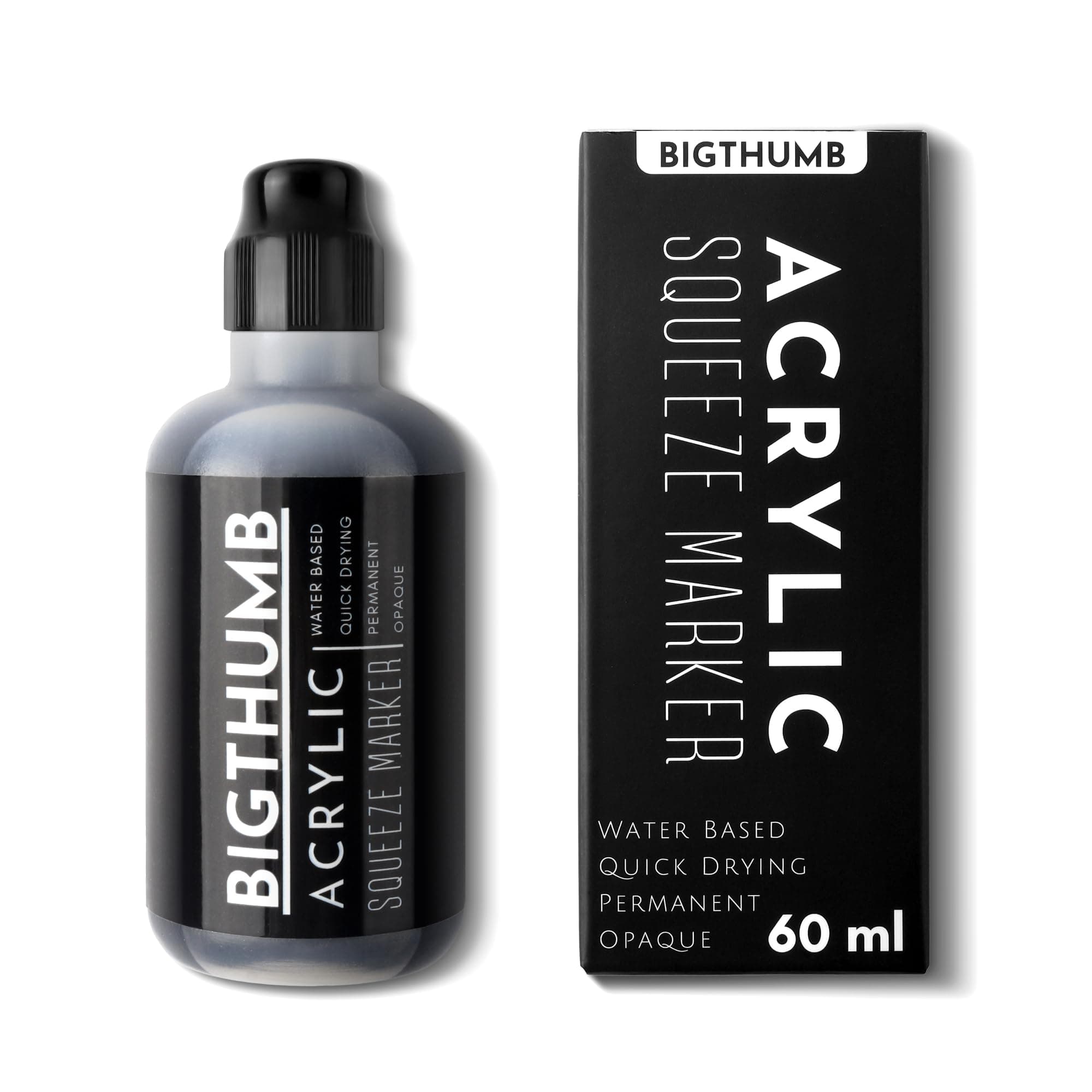 BIGTHUMB Black Graffiti Mop Paint Marker, Water-Based Drip Mop, Fade Resistant graffiti markers for Tagging, Drawing, and Painting Murals, Canvas, Metal, Glass, Paper, and Wood