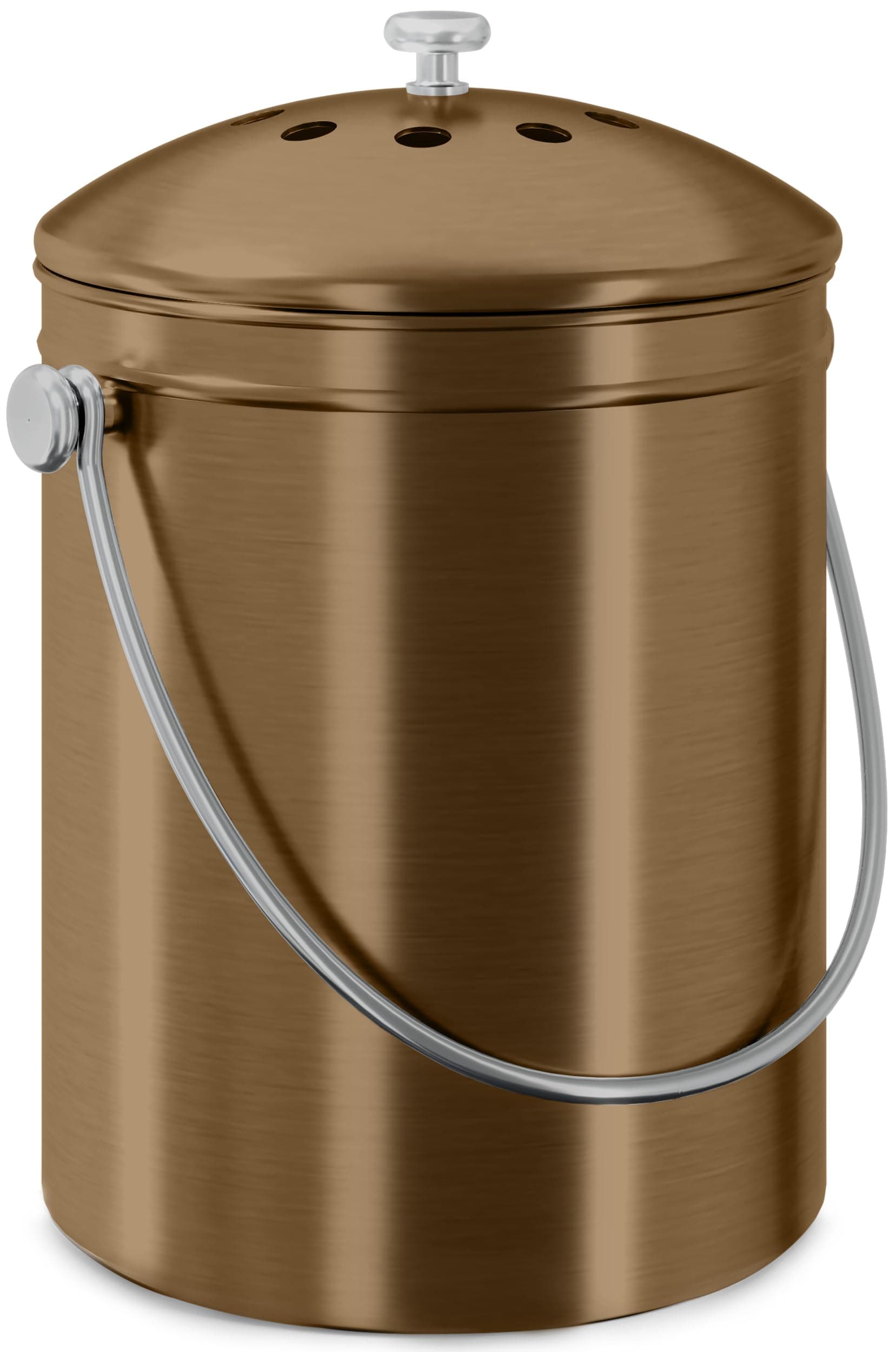 Utopia Kitchen Compost Bin for Kitchen Countertop, 1.3 Gallon Compost Bucket for Kitchen with Lid, Includes 1 Spare Charcoal Filter (Bronze)