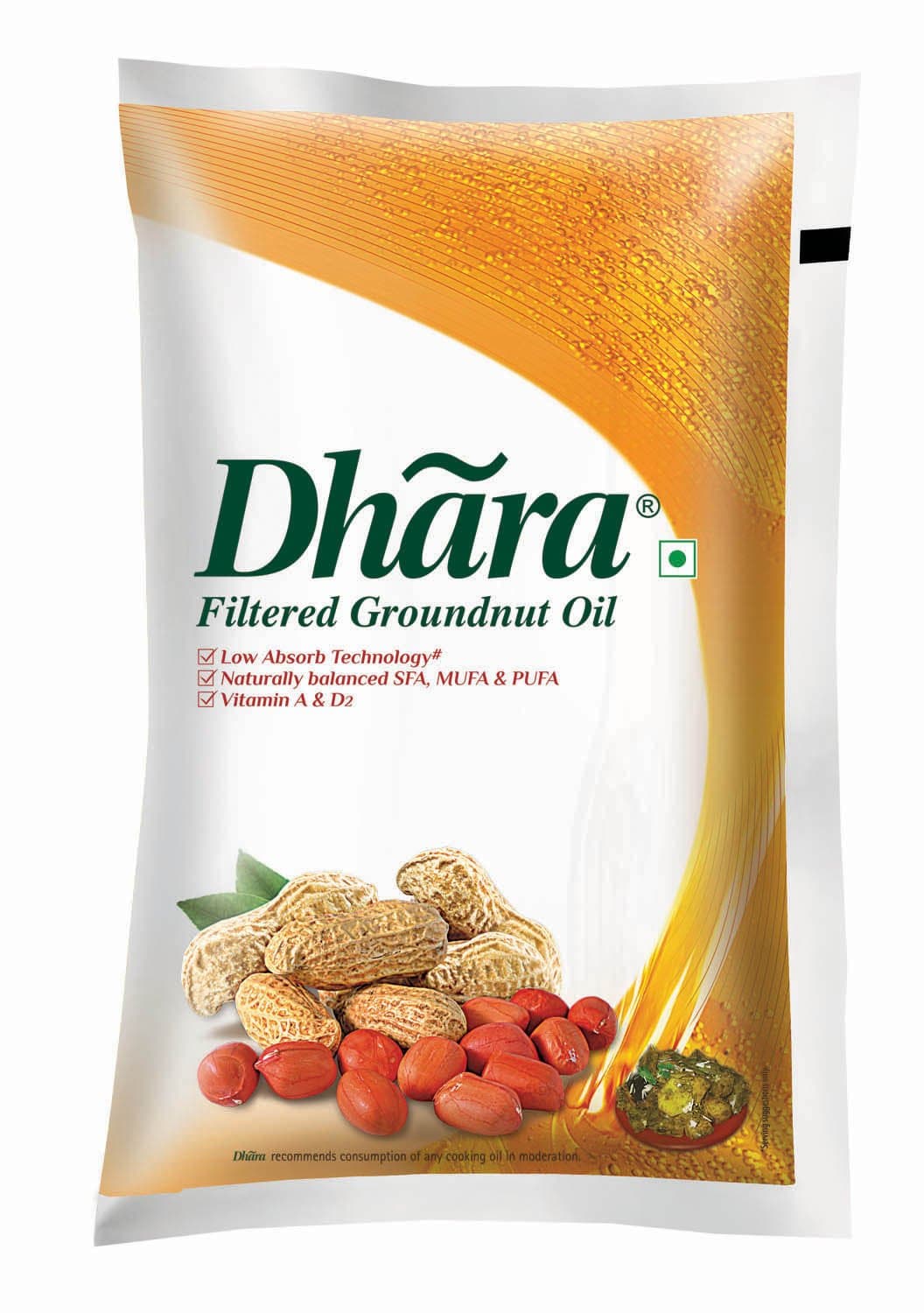 Dhara Groundnut Oil Pouch, 1L