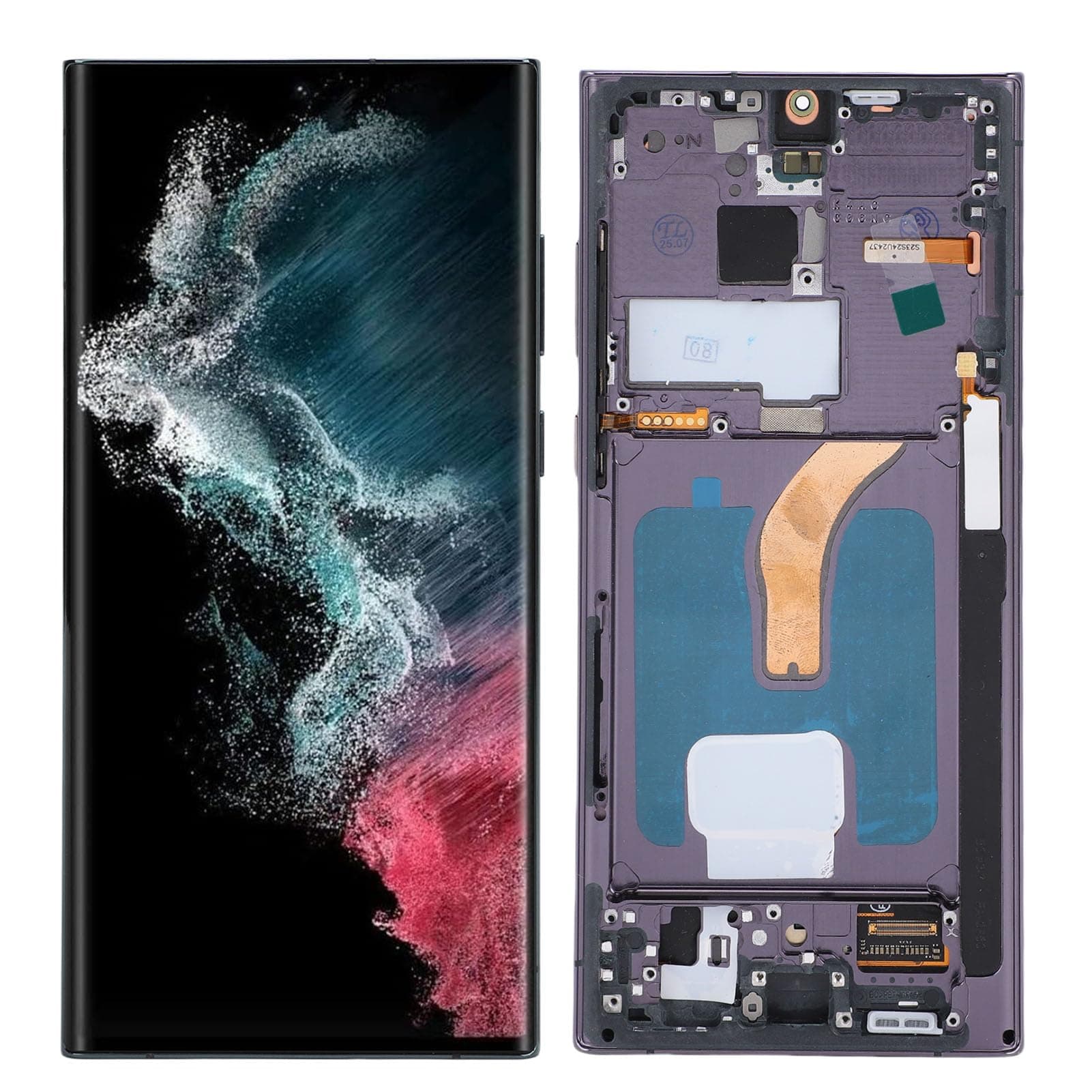 6.8 OLED for S22 Ultra, LED LCD Display Touch Screen Digitizer Assembly S22ultra 5G SM S908B, LCD Screen Replacement with Frame, EU International Version (Misty