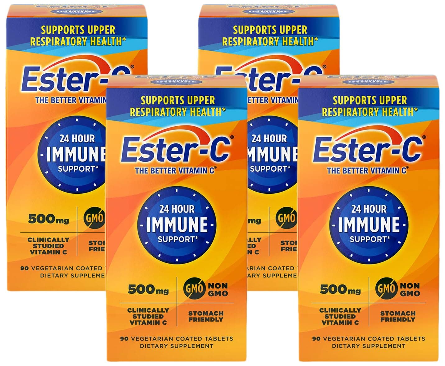 500 mg 24 Hour Vitamin C Tablets for Immune Support, Vitamin C Supplement, 90 Count (Pack of 4)