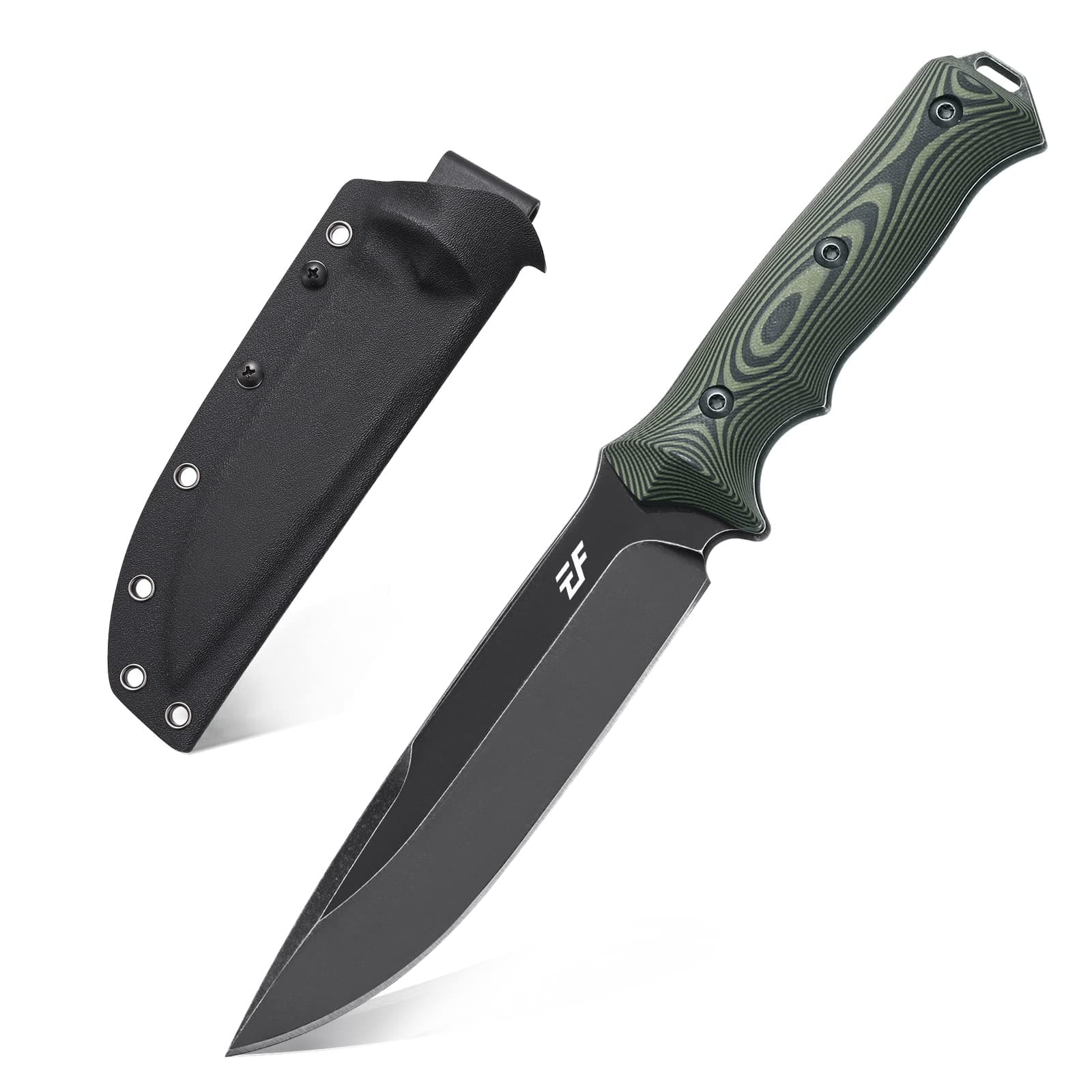 EF128 Fixed Blade Knife DC53 Steel Blade, Two Tone G10 Handle Full Tang Fixed Knifes Straight Knife for Working Camping Hunting Adventure EDC Tool Knife